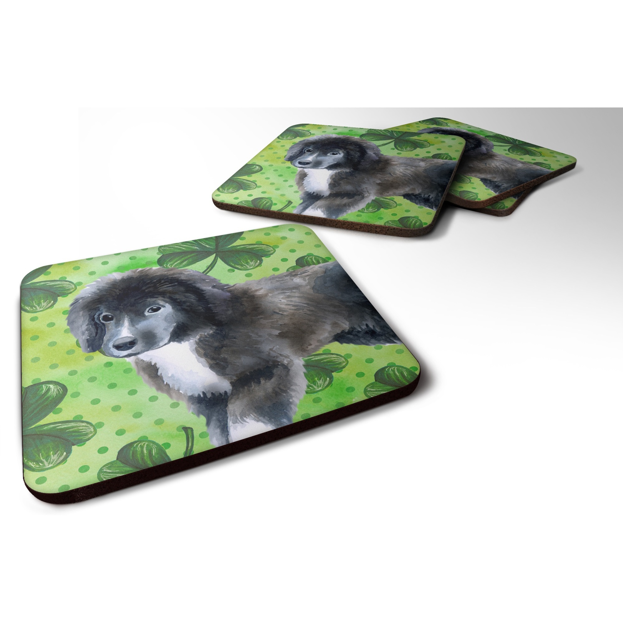 &quotCaroline's Treasures Newfoundland Puppy St Patrick's Decorative coasters, Multicolor"