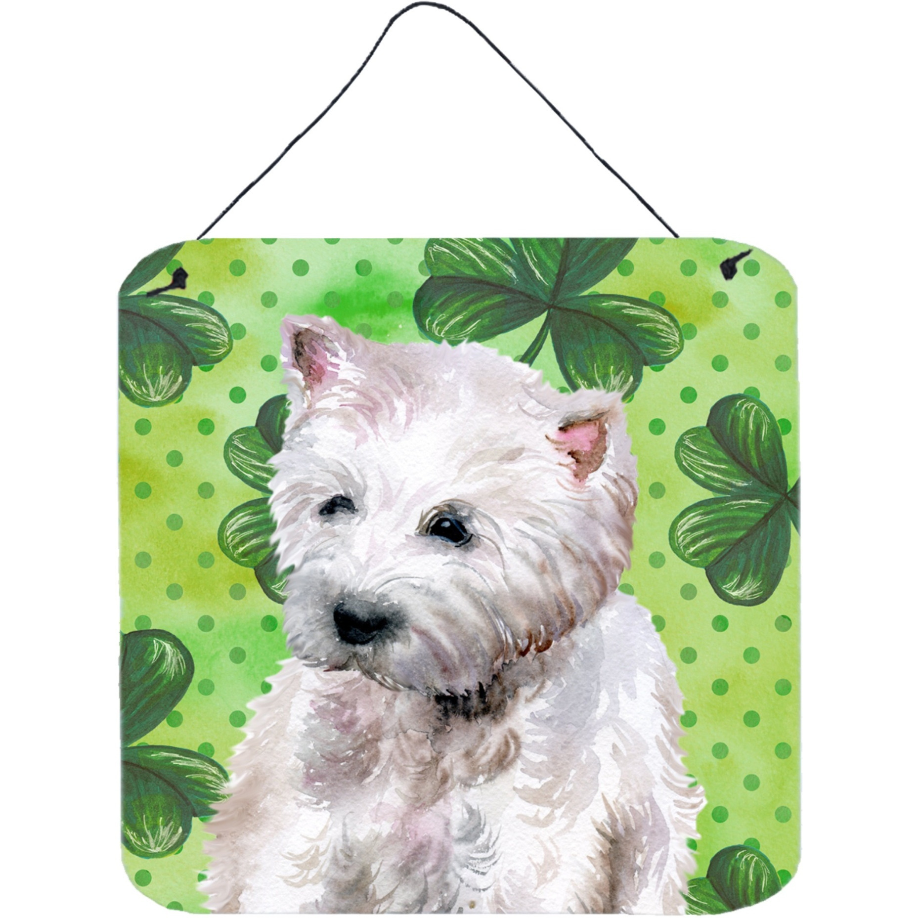 &quotCaroline's Treasures Westie Metal Print, 6h x 6w, St Patrick's Day"