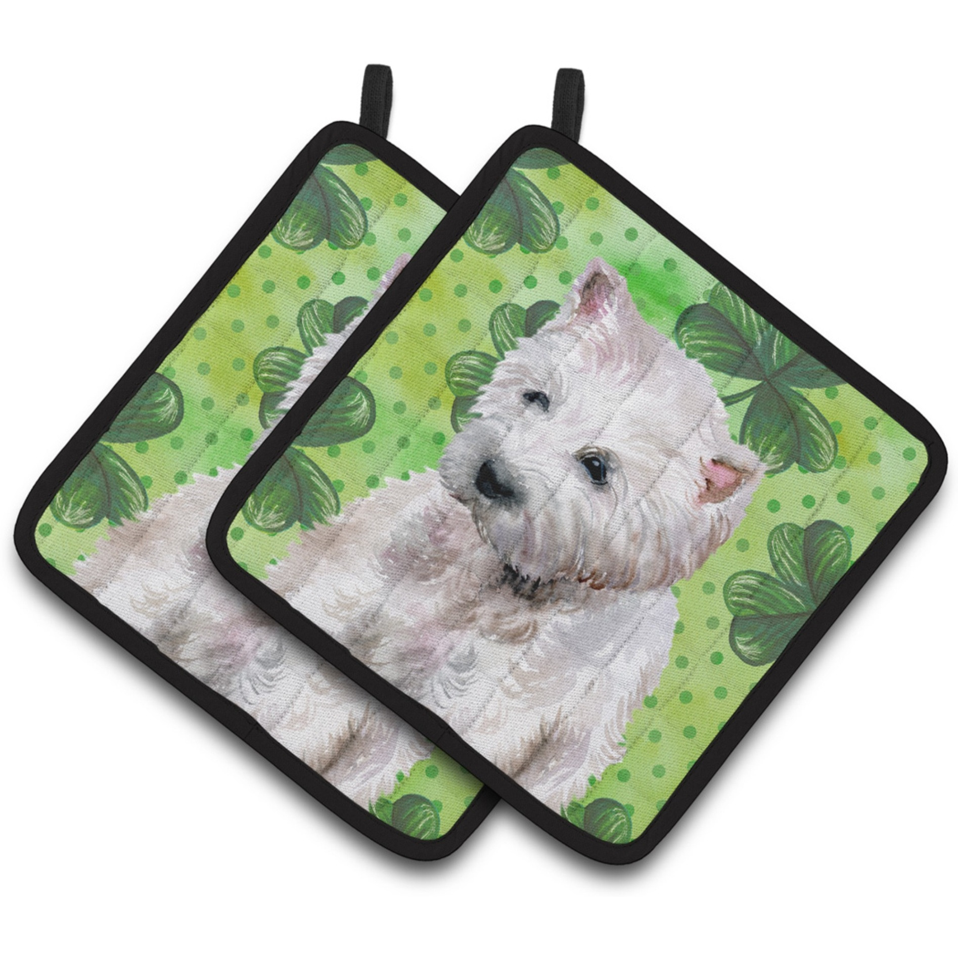&quotCaroline's Treasures Westie Decorated pot holder, 7.5H x 7.5W, St Patrick's Day"