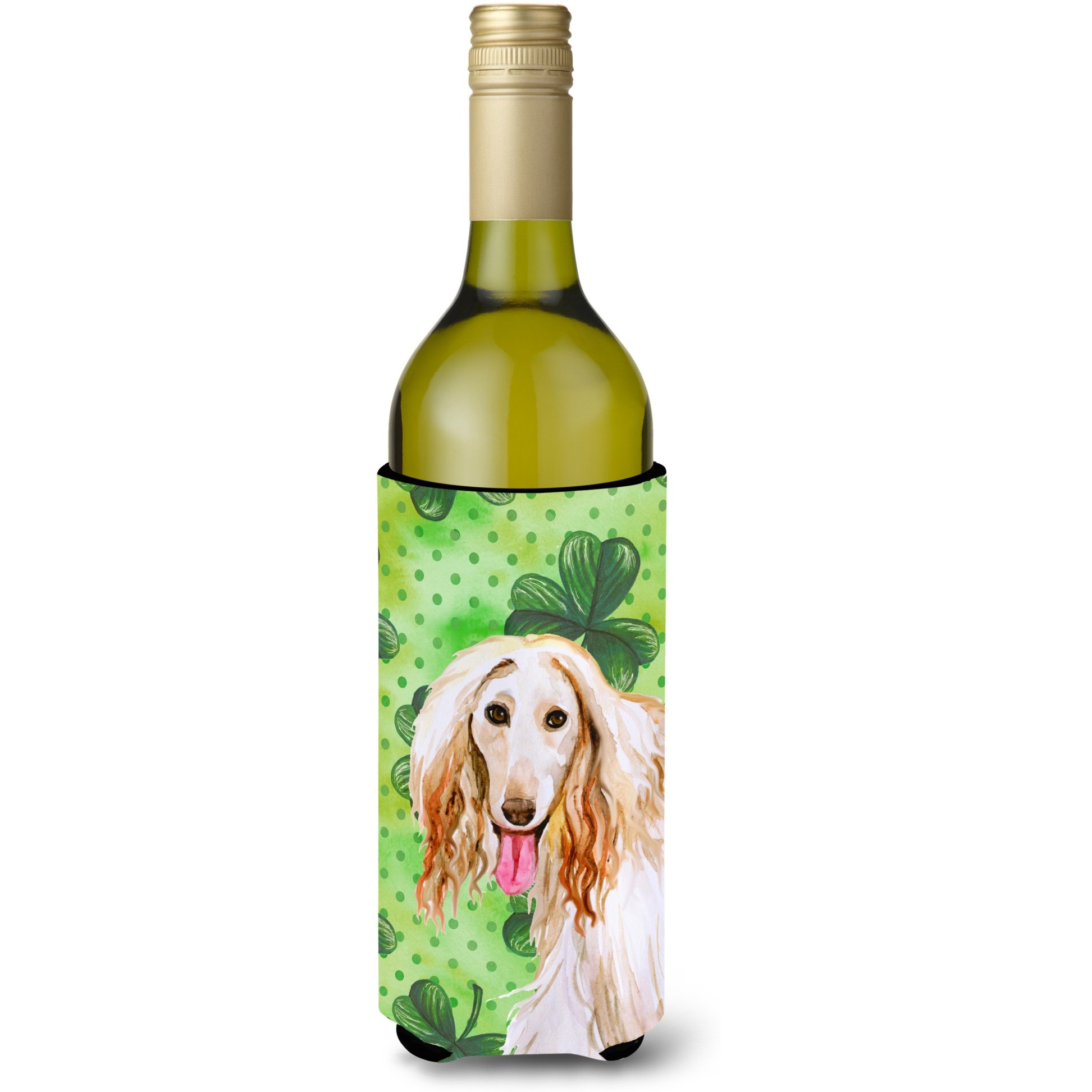 &quotCaroline's Treasures Afghan Hound St Patrick's Decorative Bottle Hugger, 750ml, Multicolor"