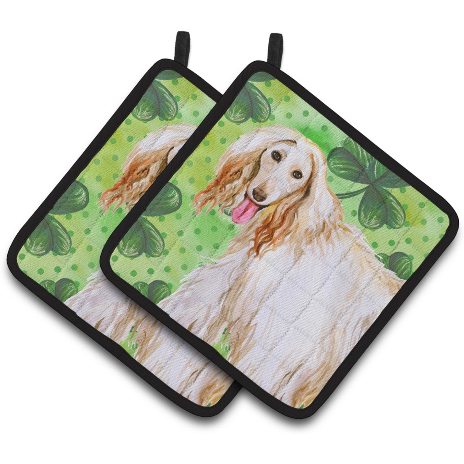 &quotCaroline's Treasures Afghan Hound Decorated pot holder, 7.5H x 7.5W, St Patrick's Day"