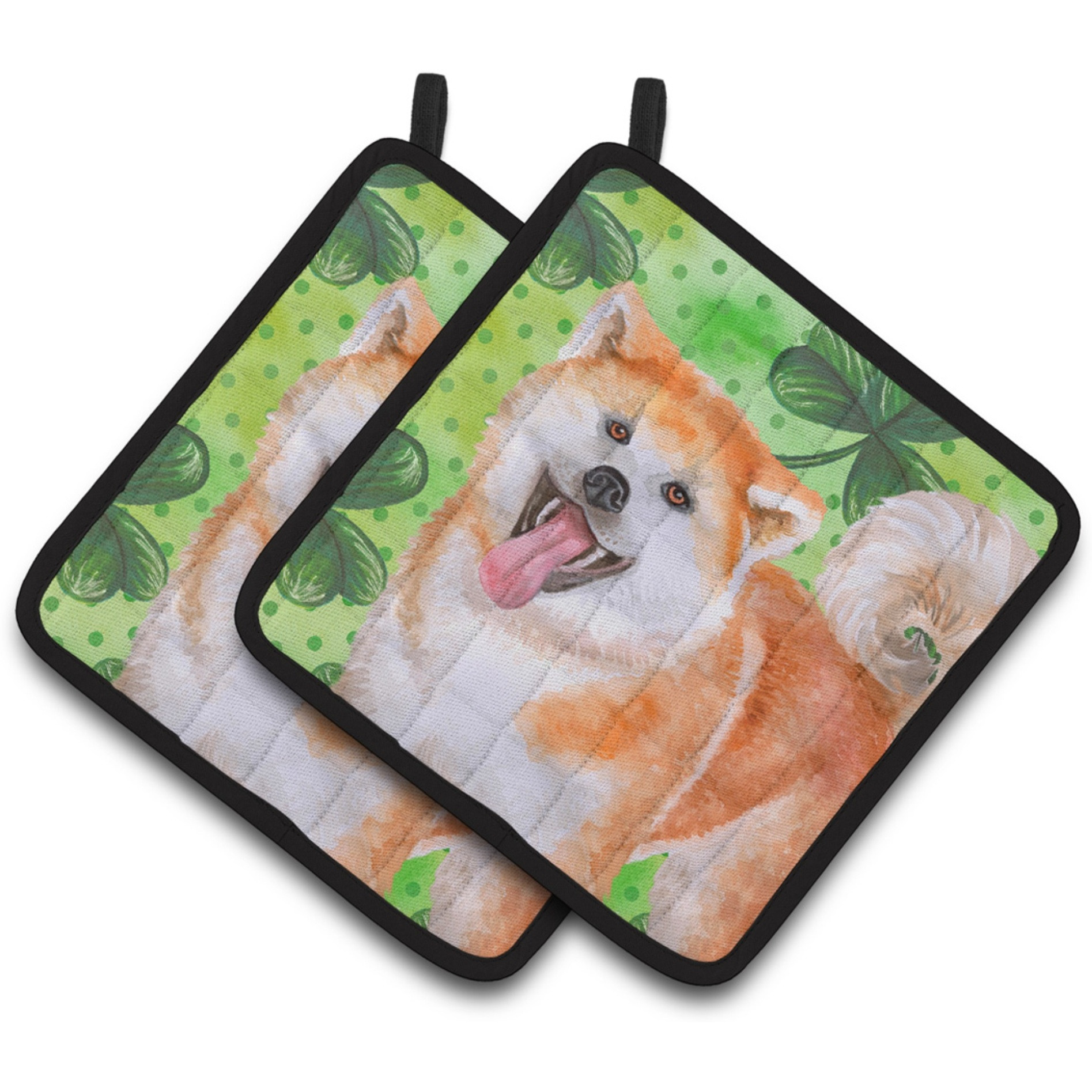 &quotCaroline's Treasures Akita Decorated pot holder, 7.5H x 7.5W, St Patrick's Day"