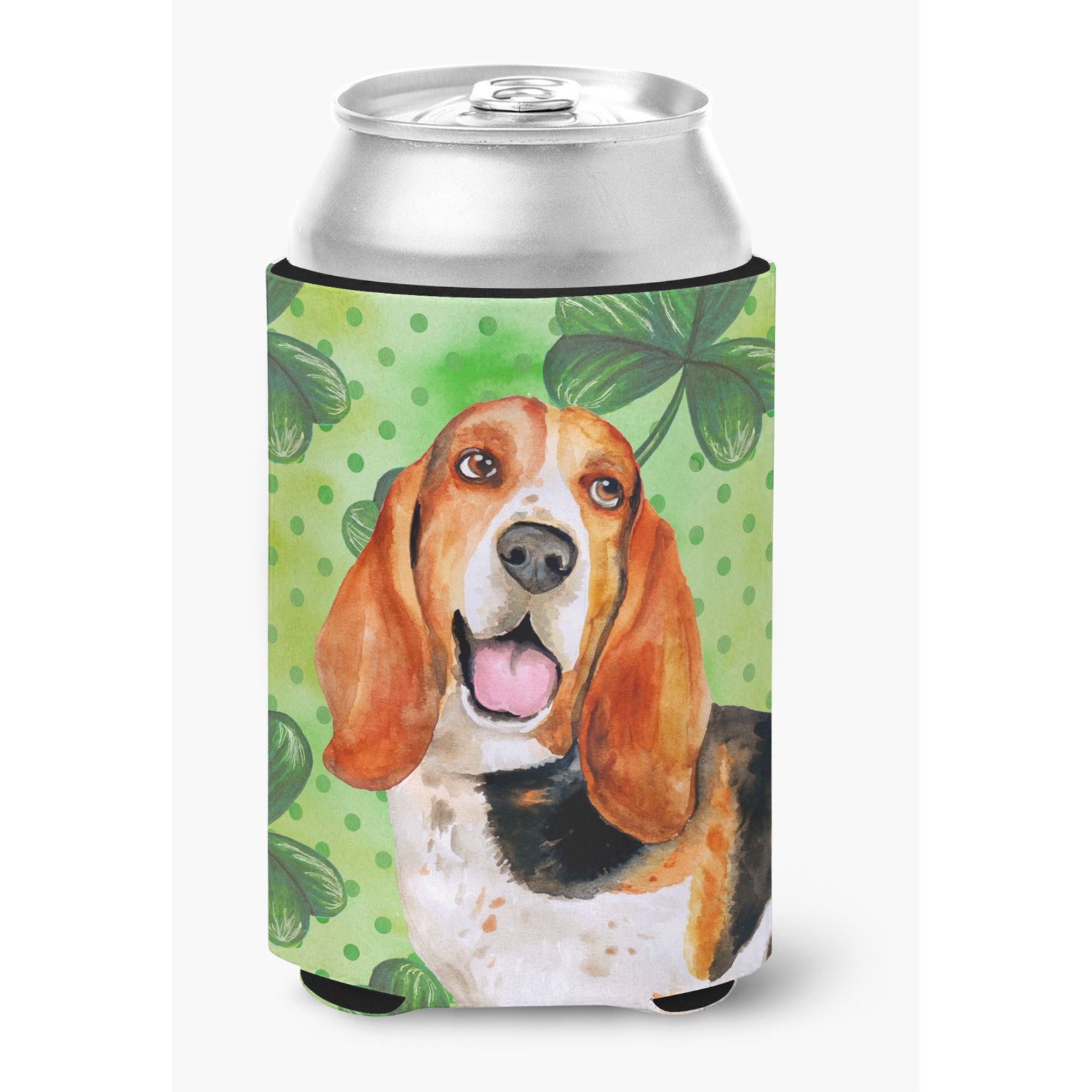 &quotCaroline's Treasures Basset Hound St Patrick's Decorative Can Hugger, Multicolor"