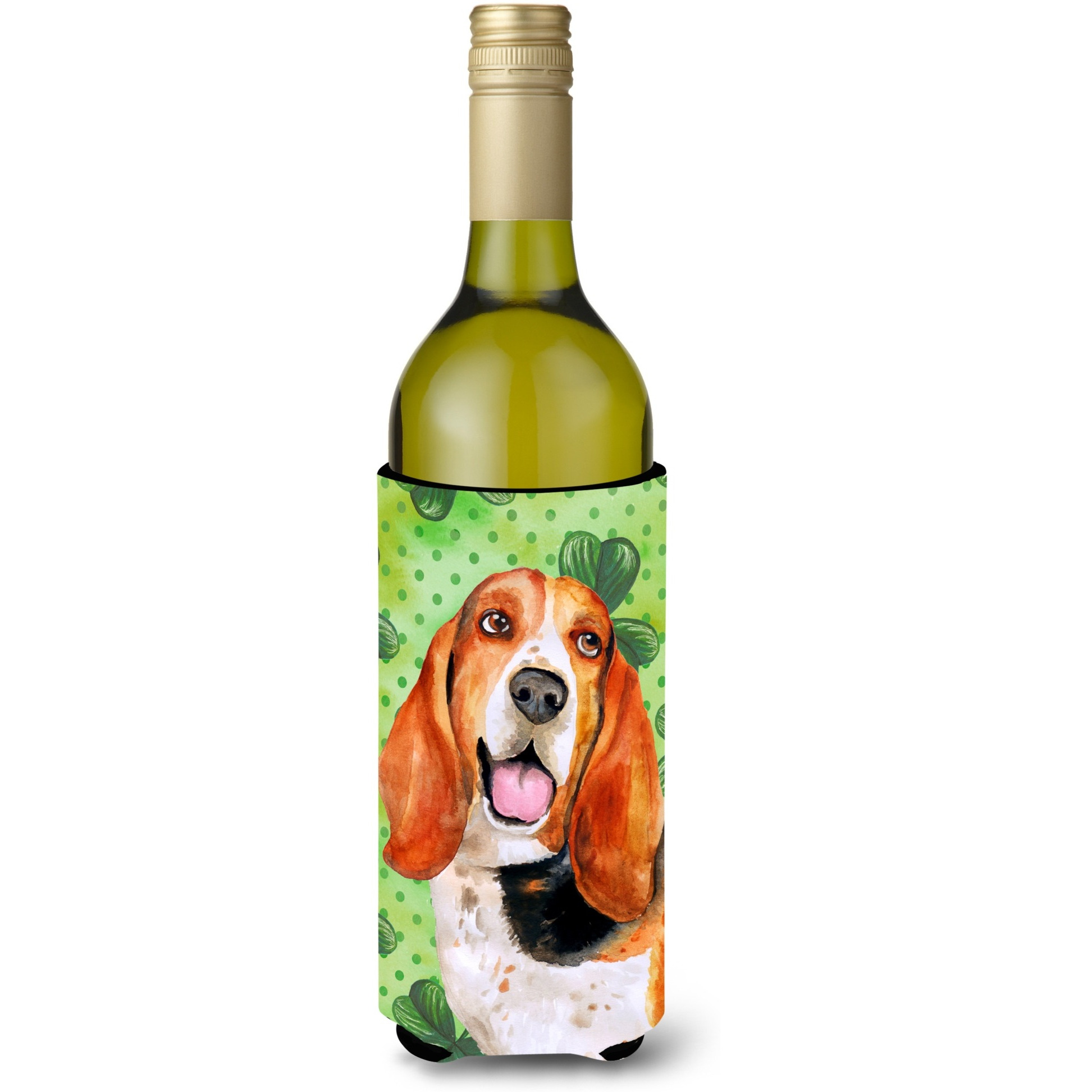 &quotCaroline's Treasures Basset Hound St Patrick's Decorative Bottle Hugger, 750ml, Multicolor"