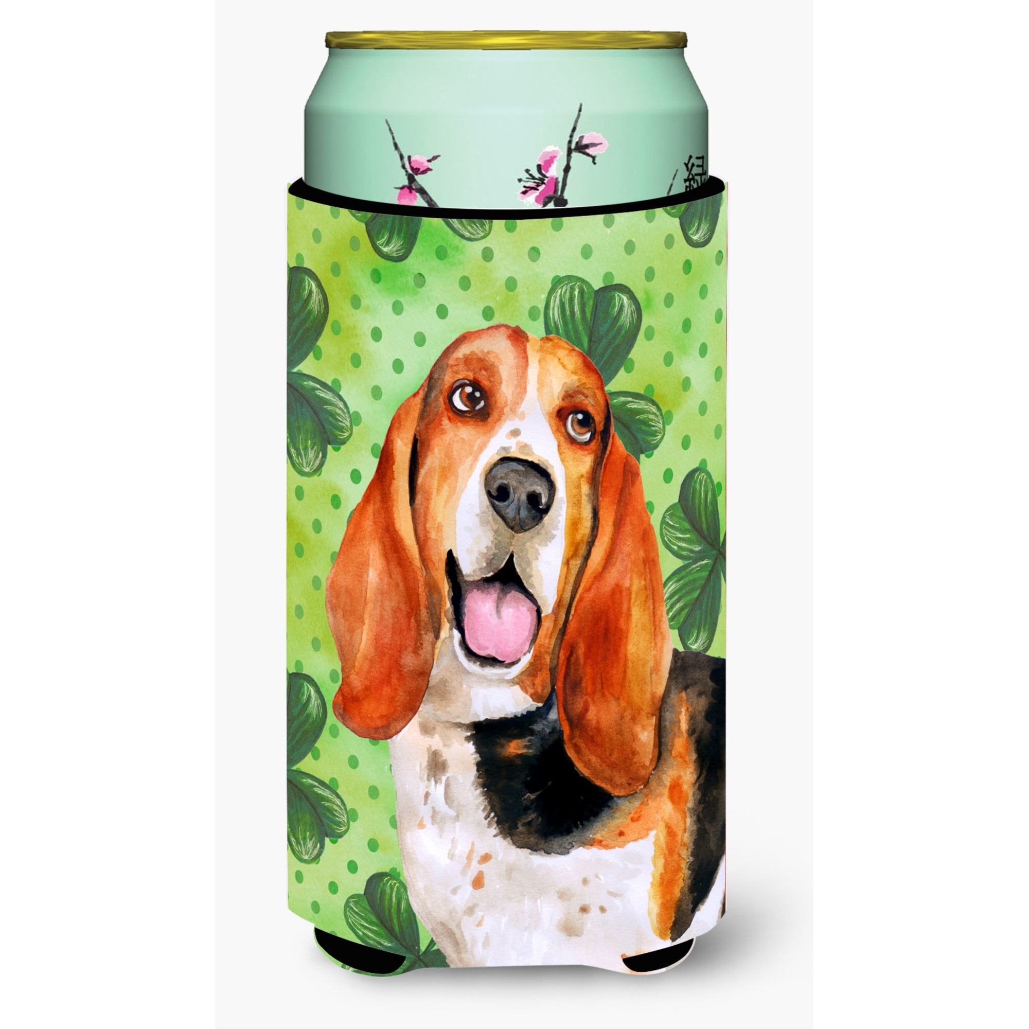 &quotCaroline's Treasures Basset Hound St Patrick's Decorative Can Hugger, Tall Boy, Multicolor"