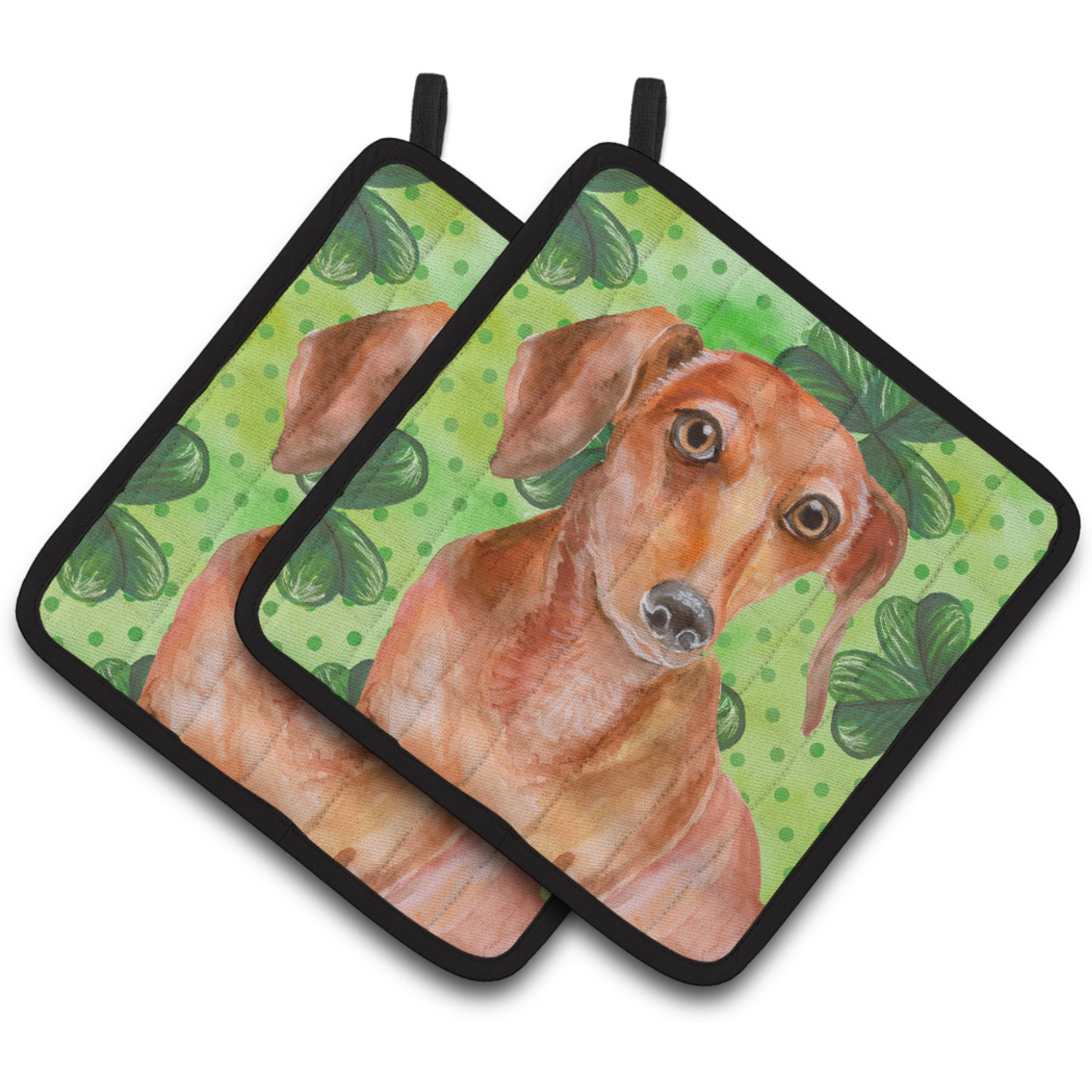 &quotCaroline's Treasures Red Dachshund Decorated pot holder, 7.5H x 7.5W, St Patrick's Day"