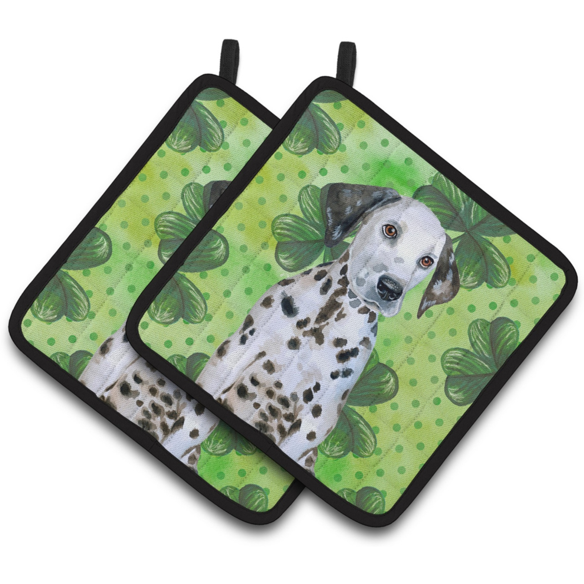 &quotCaroline's Treasures Dalmatian Puppy Decorated pot holder, 7.5H x 7.5W, St Patrick's Day"