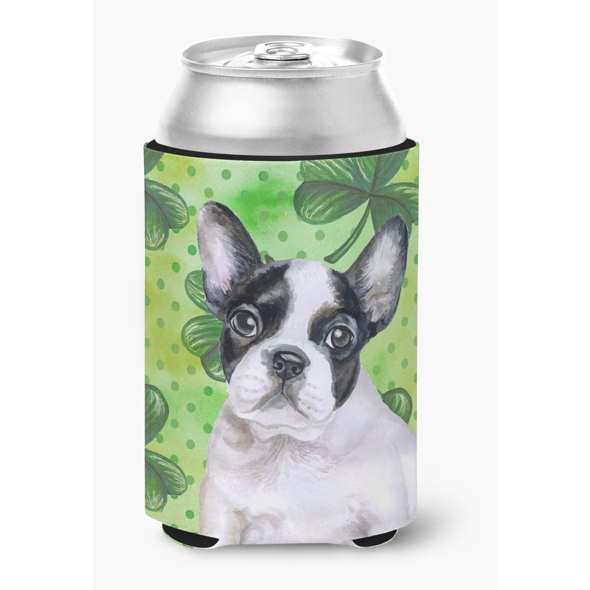 &quotCaroline's Treasures French Bulldog Black White St Patrick's Decorative Can Hugger, Multicolor"