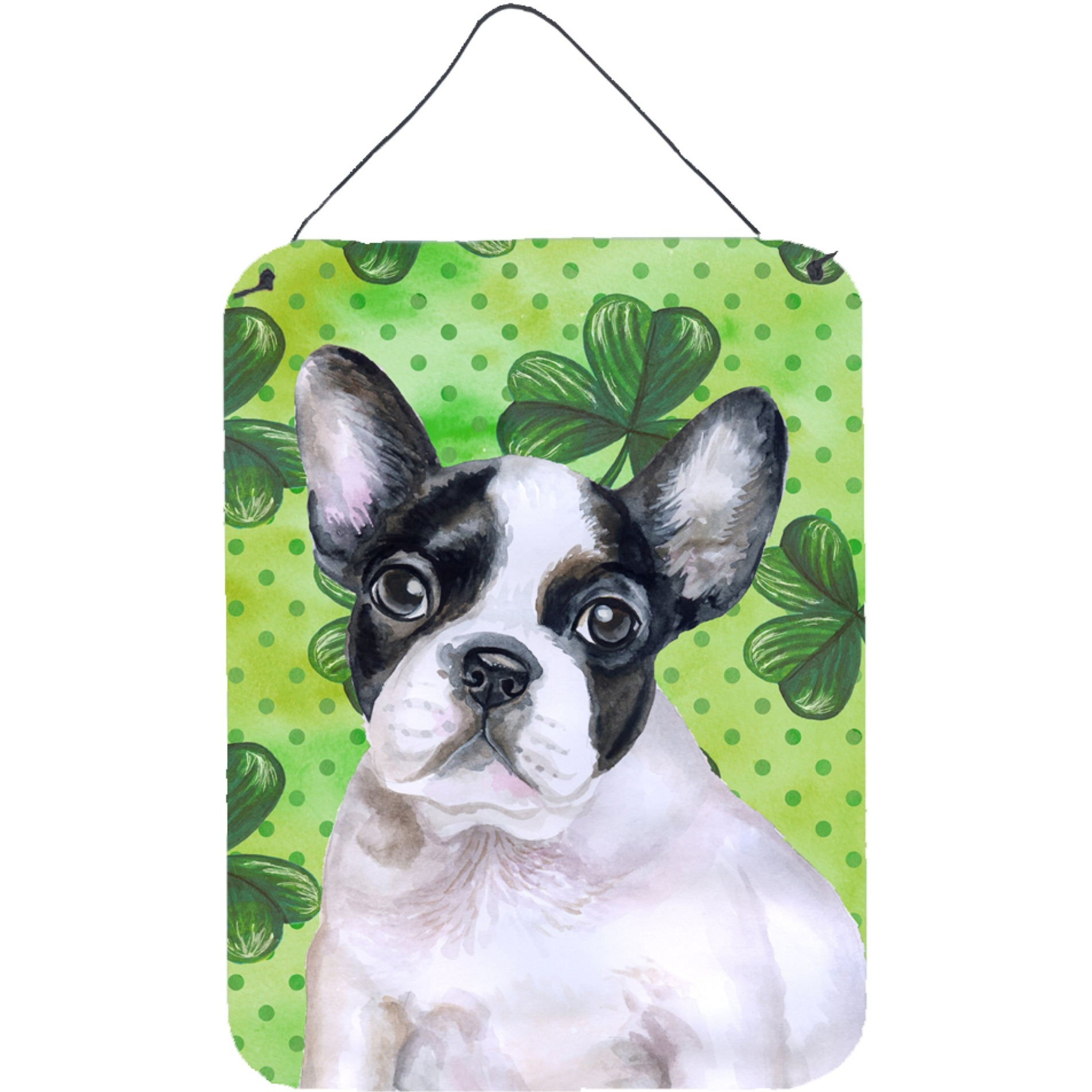 &quotCaroline's Treasures French Bulldog Black White St Patrick's Metal Print, 16"" x 12"", Multicolor"