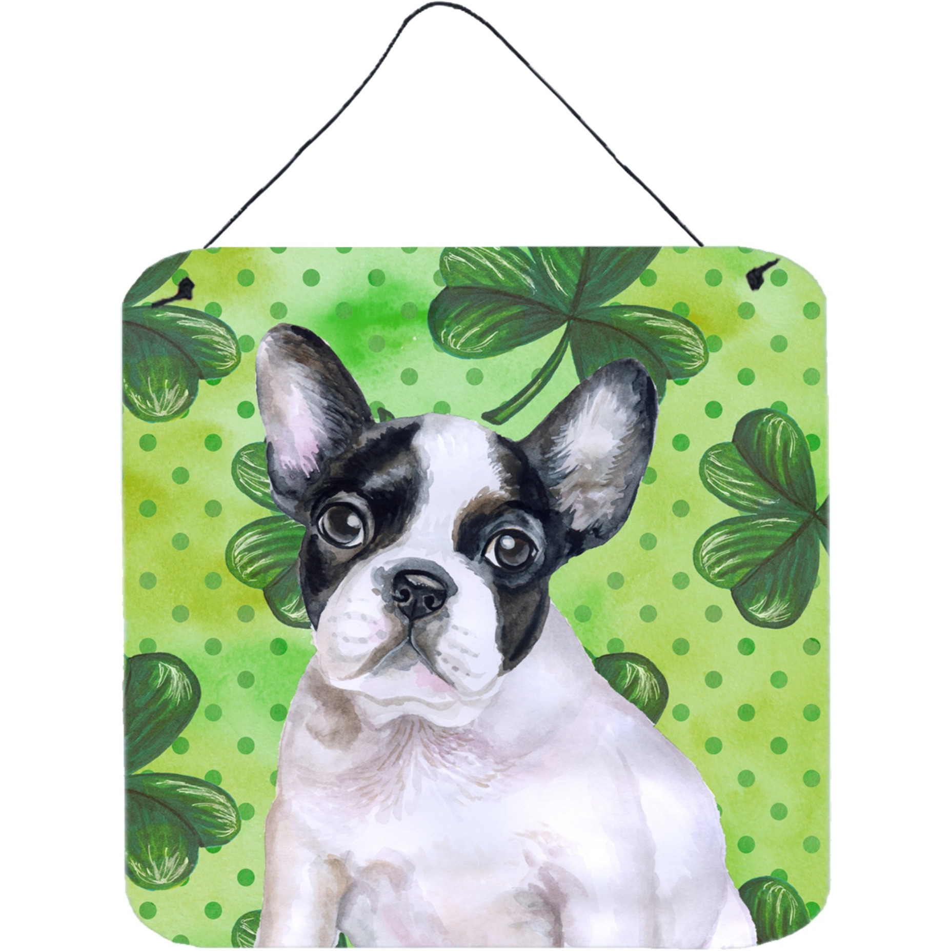 &quotCaroline's Treasures French Bulldog Black White Metal Print, 6h x 6w, St Patrick's Day"
