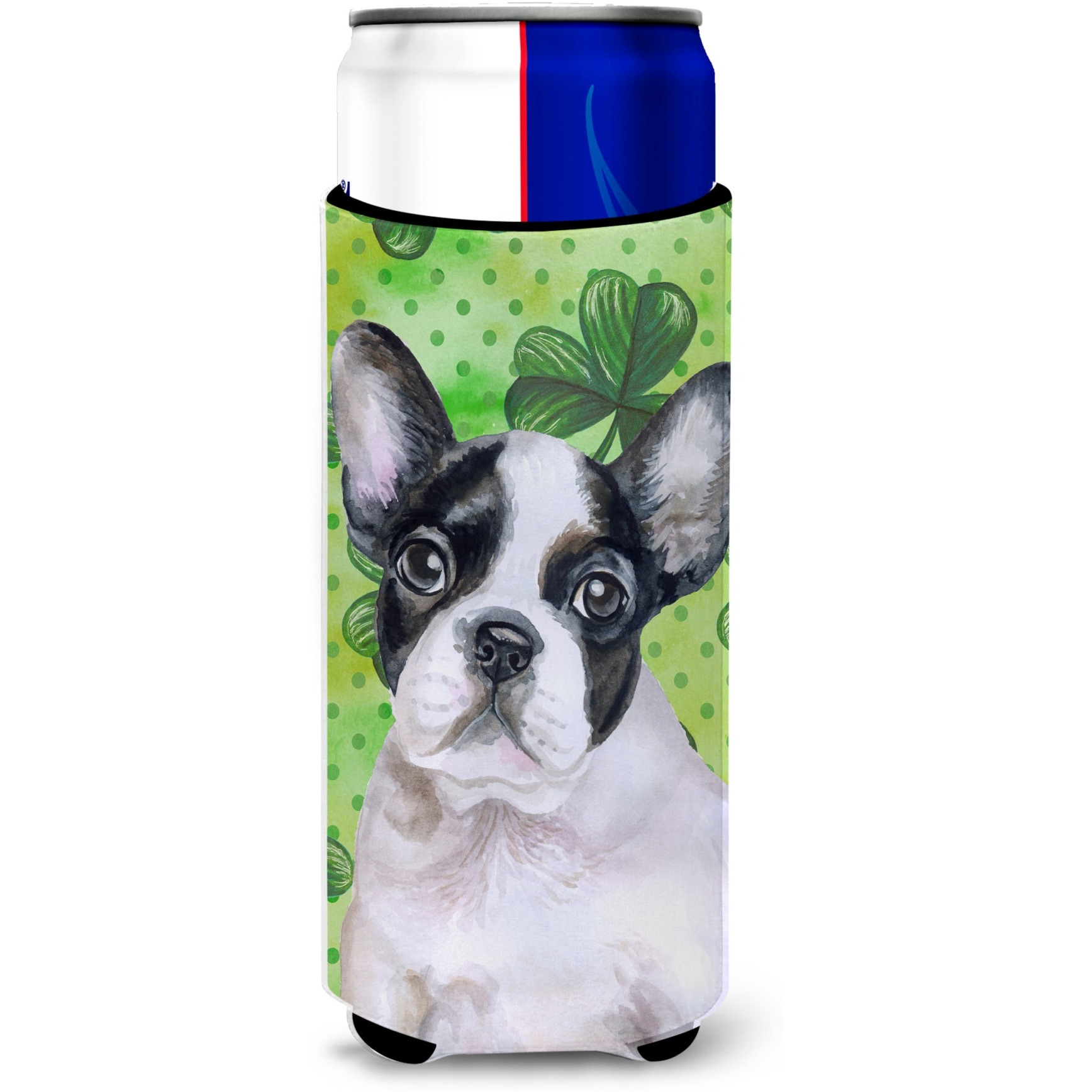 &quotCaroline's Treasures French Bulldog Black White St Patrick's Decorative Can Hugger, Slim, Multicolor"