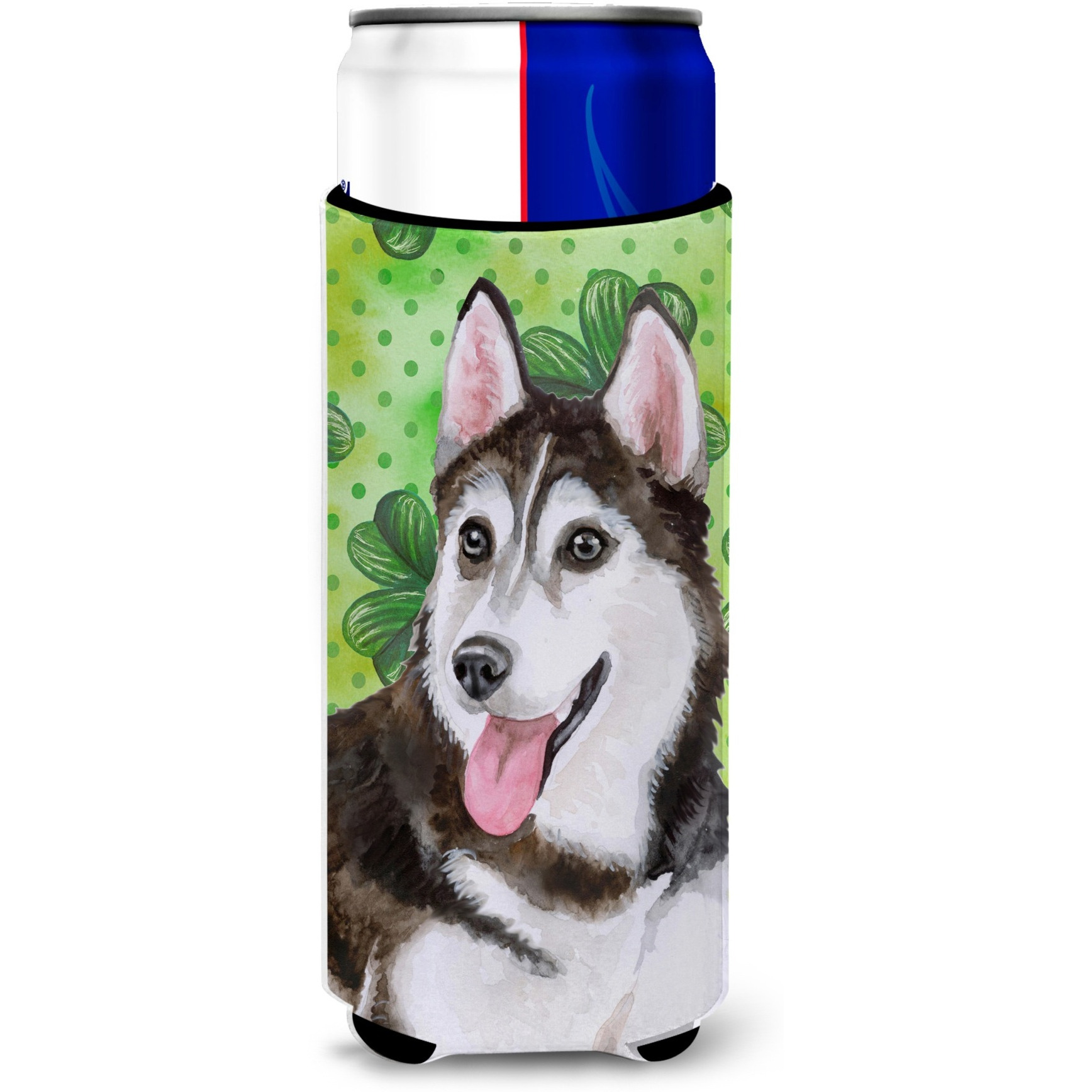 &quotCaroline's Treasures Siberian Husky 2 St Patrick's Decorative Can Hugger, Slim, Multicolor"
