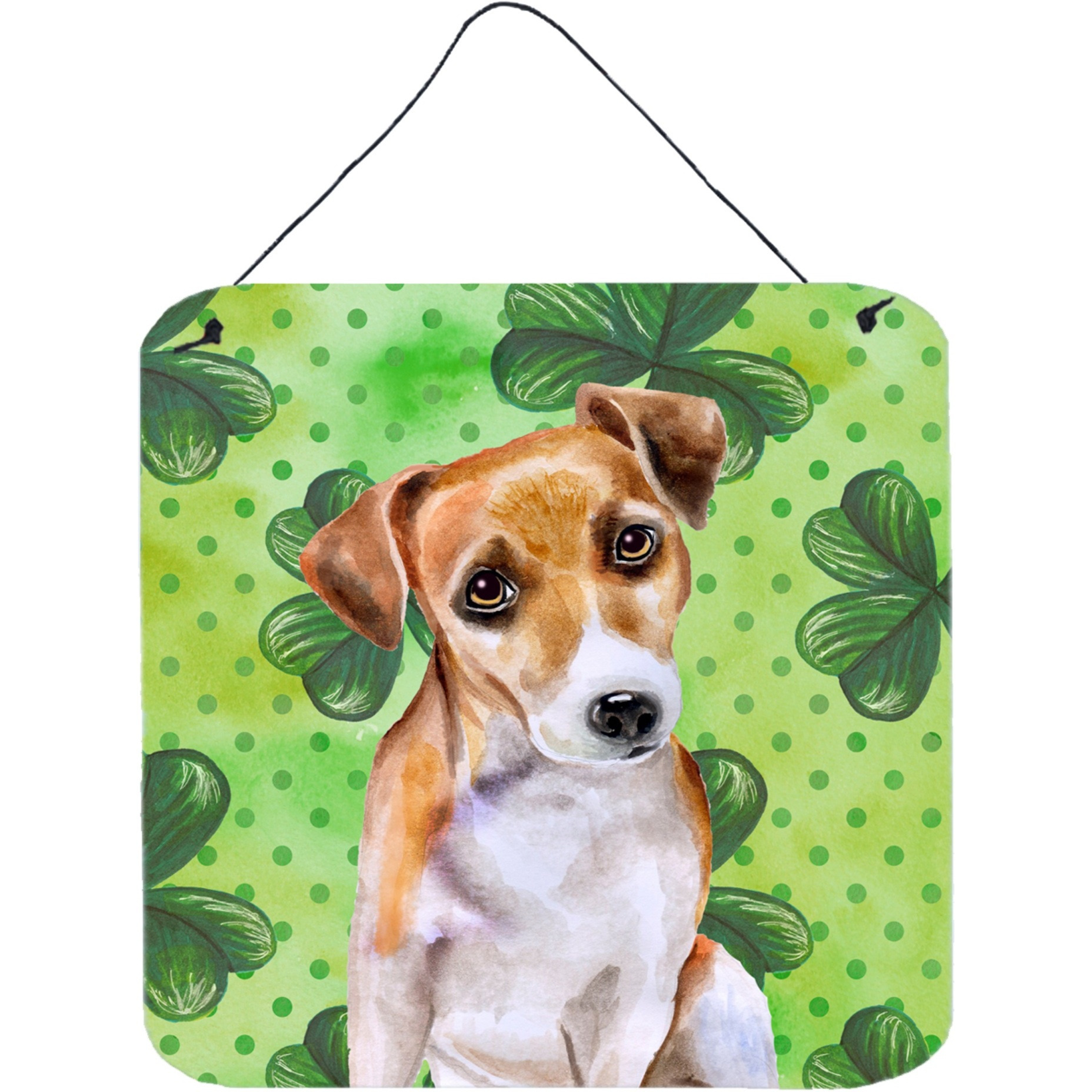 &quotCaroline's Treasures Jack Russell Terrier 2 Metal Print, 6h x 6w, St Patrick's Day"