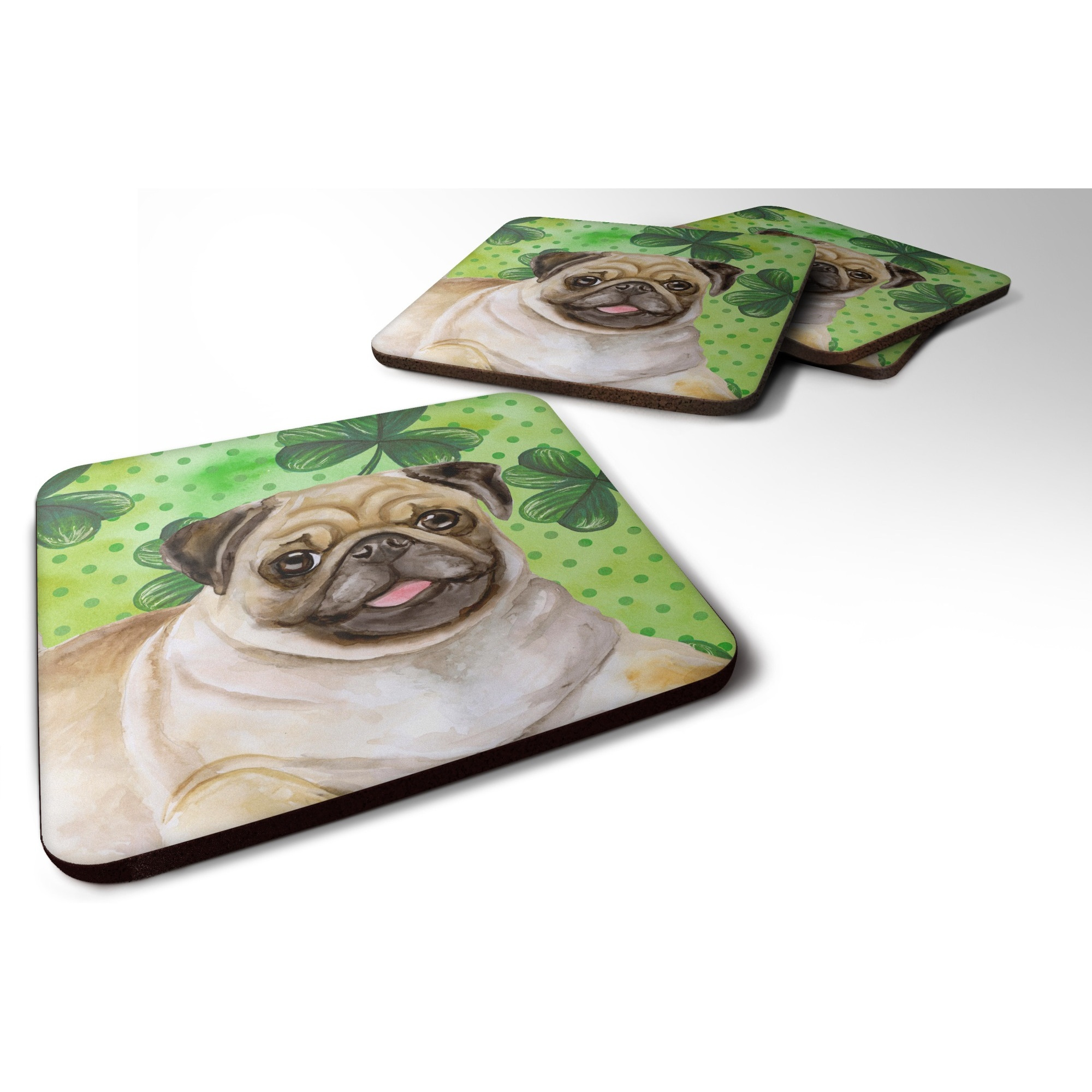 &quotCaroline's Treasures Fawn Pug St Patrick's Decorative coasters, Multicolor"