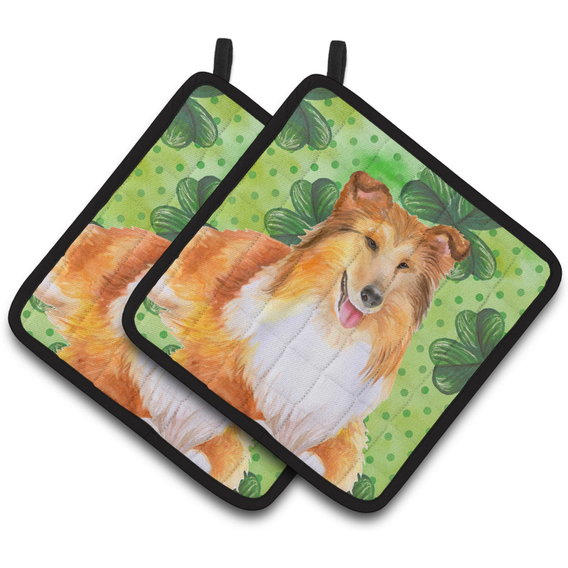 &quotCaroline's Treasures Sheltie Decorated pot holder, 7.5H x 7.5W, St Patrick's Day"