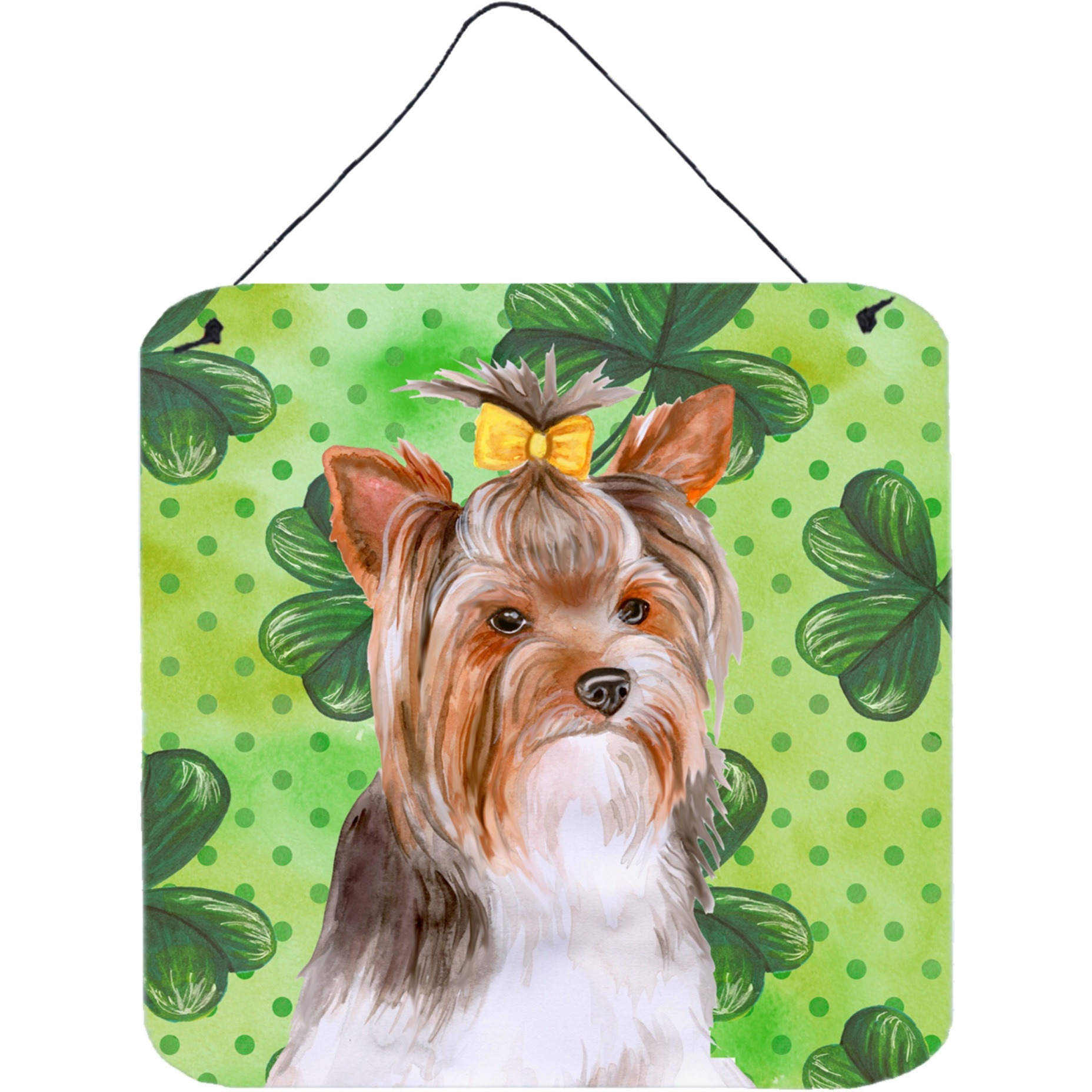&quotCaroline's Treasures Yorkshire Terrier 2 Metal Print, 6h x 6w, St Patrick's Day"