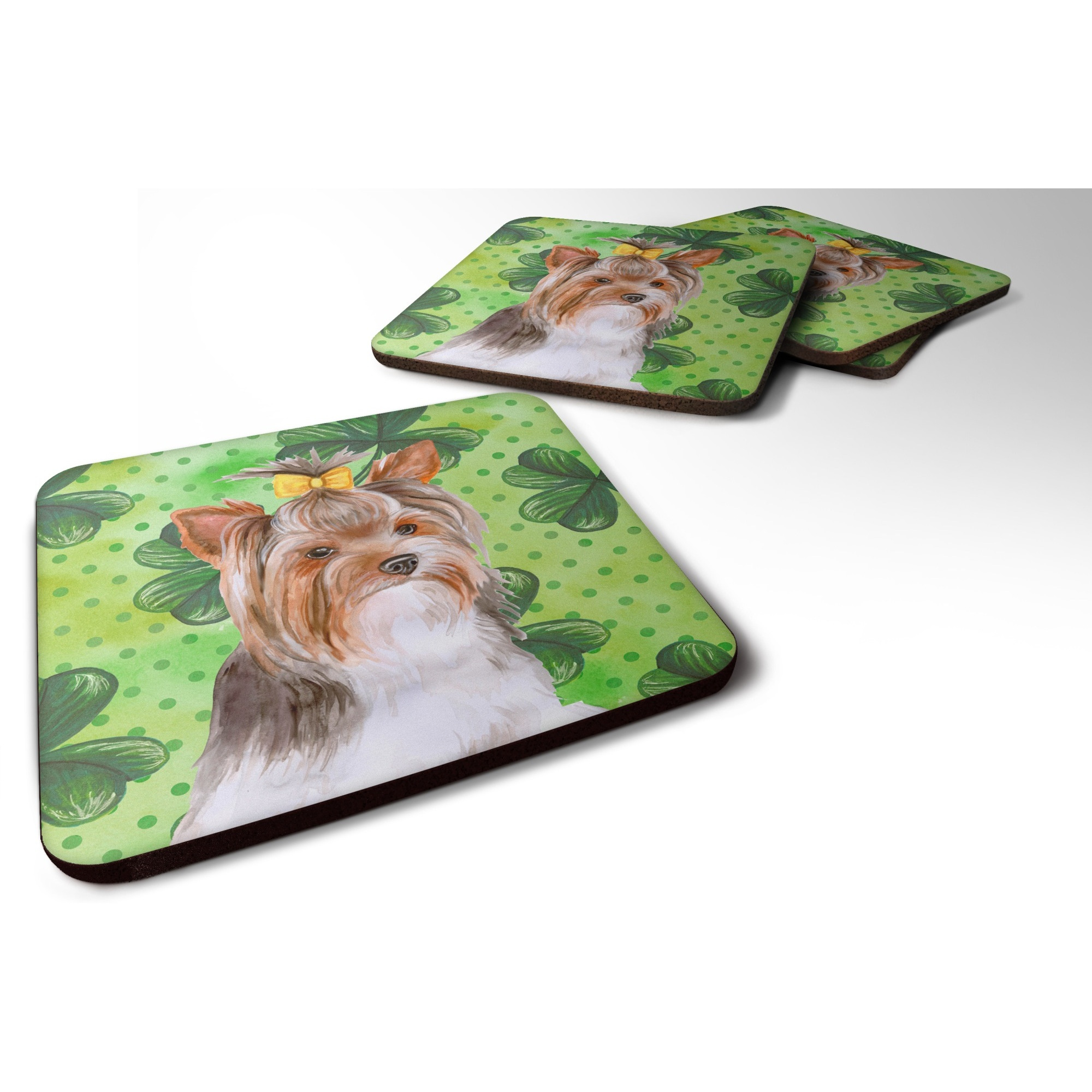 &quotCaroline's Treasures Yorkshire Terrier 2 St Patrick's Decorative coasters, Multicolor"