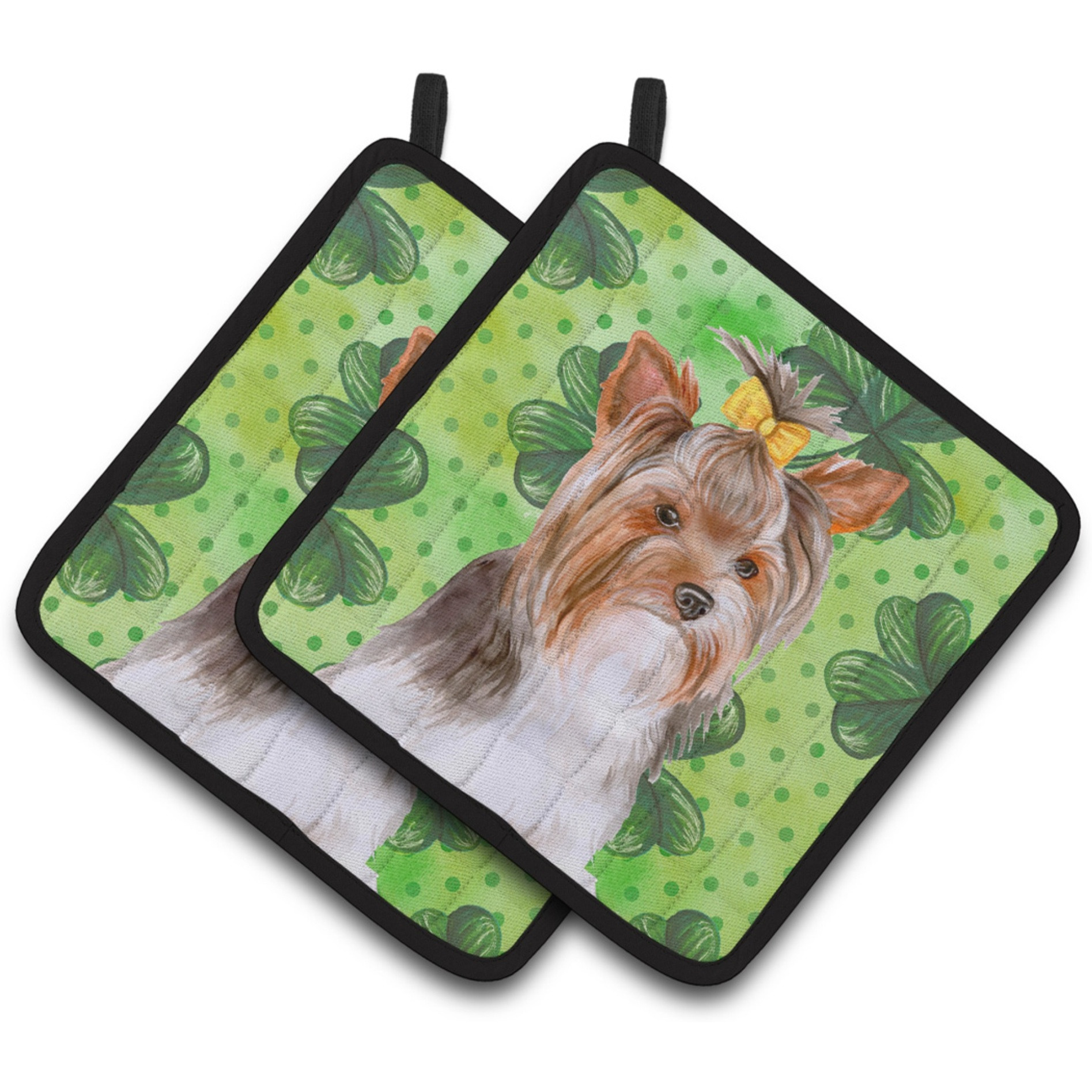 &quotCaroline's Treasures Yorkshire Terrier 2 Decorated pot holder, 7.5H x 7.5W, St Patrick's Day"