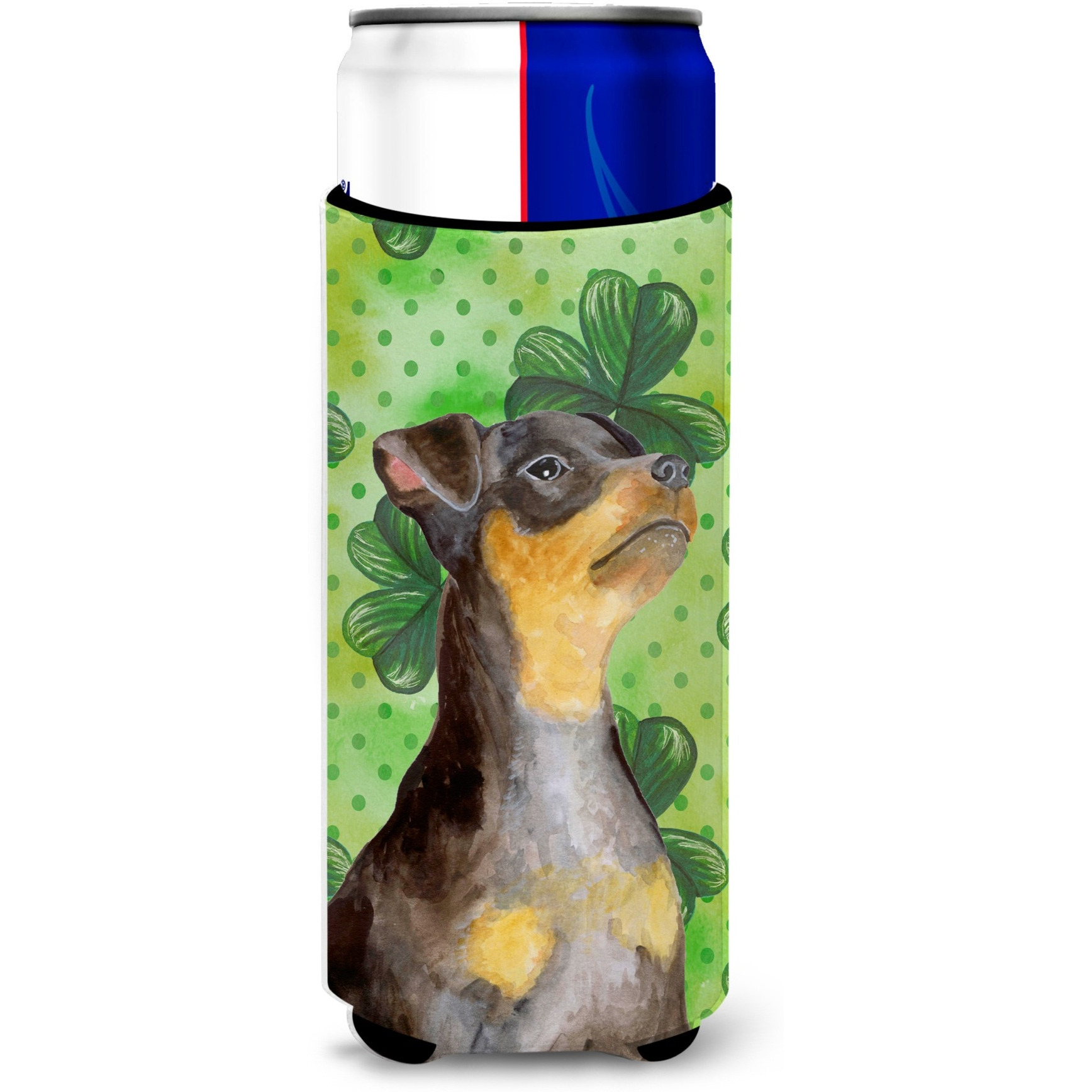 &quotCaroline's Treasures Miniature Pinscher 2 St Patrick's Decorative Can Hugger, Slim, Multicolor"
