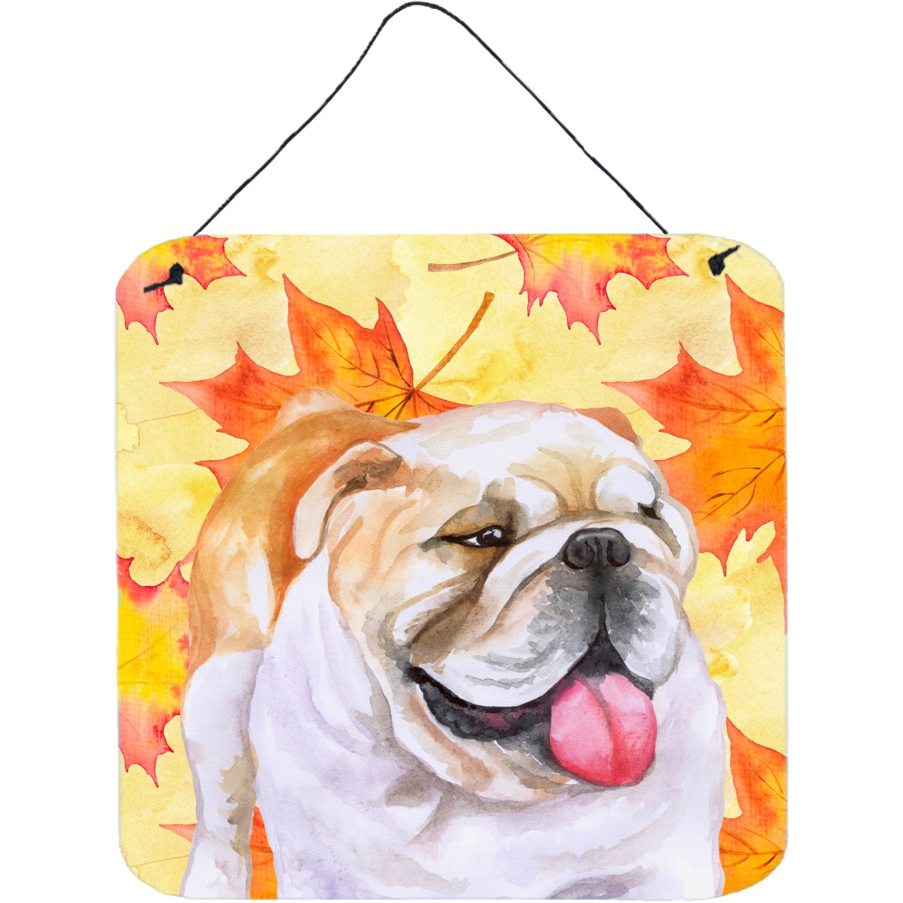 &quotCaroline's Treasures English Bulldog Metal Print, 6h x 6w, Fall Leaves"