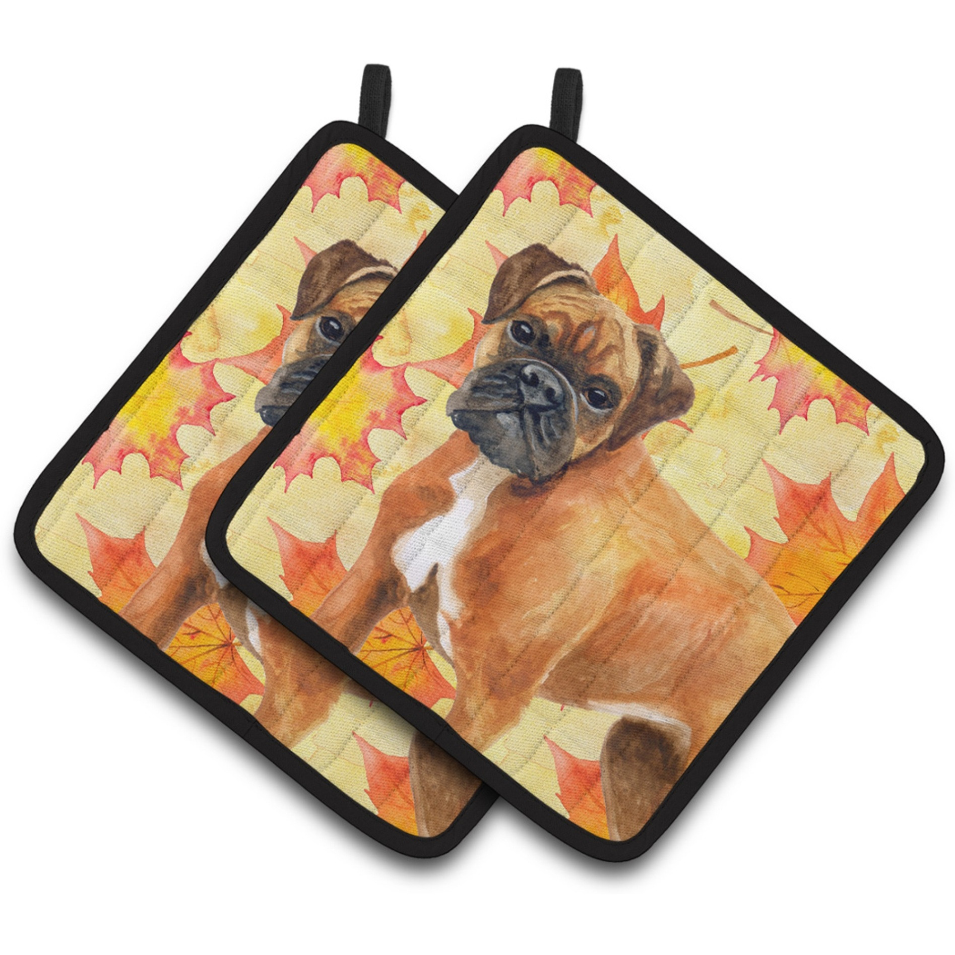 &quotCaroline's Treasures German Boxer Decorated pot holder, 7.5H x 7.5W, Fall Leaves"
