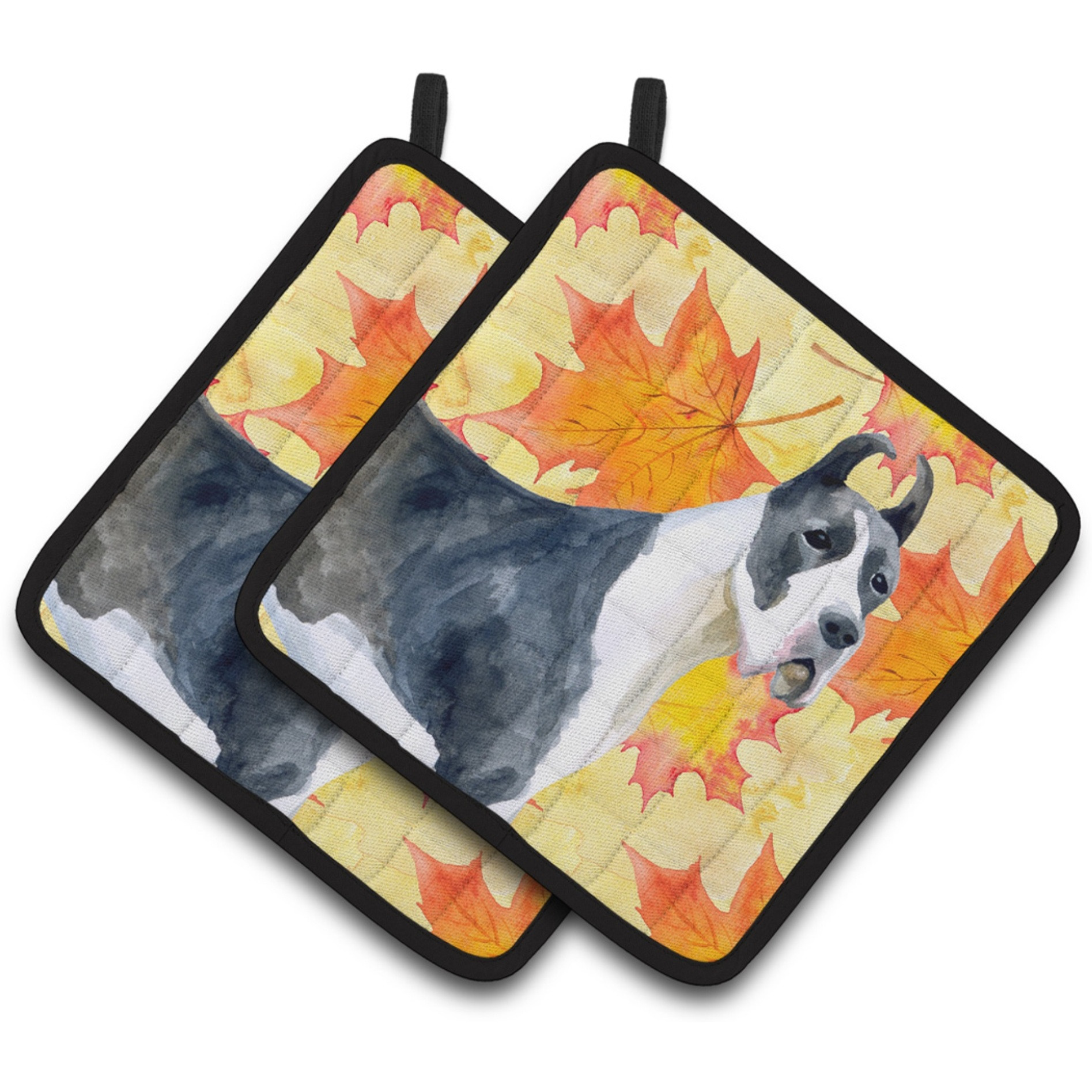 &quotCaroline's Treasures Harlequin Dane Decorated pot holder, 7.5H x 7.5W, Fall Leaves"