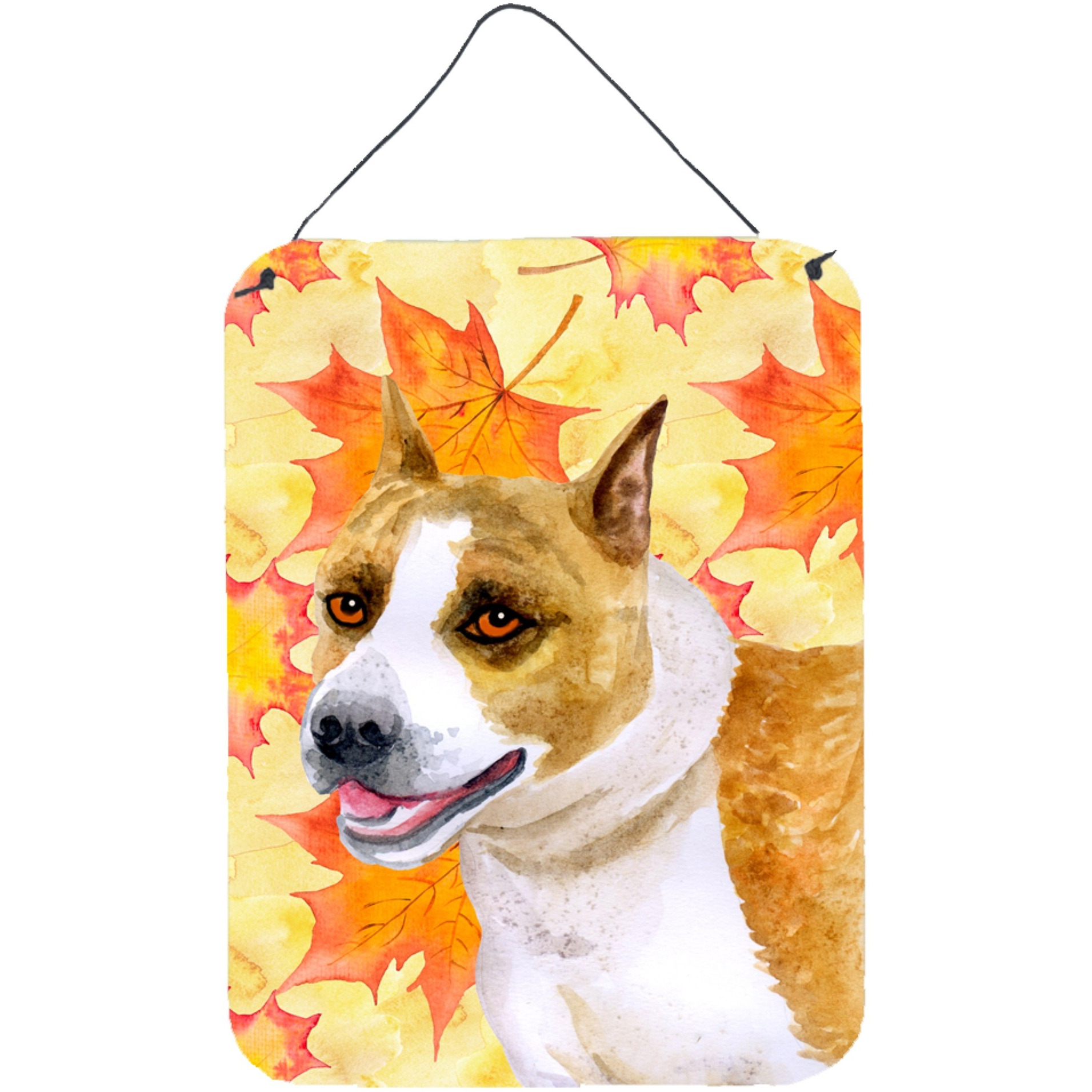 &quotCaroline's Treasures American Staffordshire Fall Metal Print, 16"" x 12"", Multicolor"