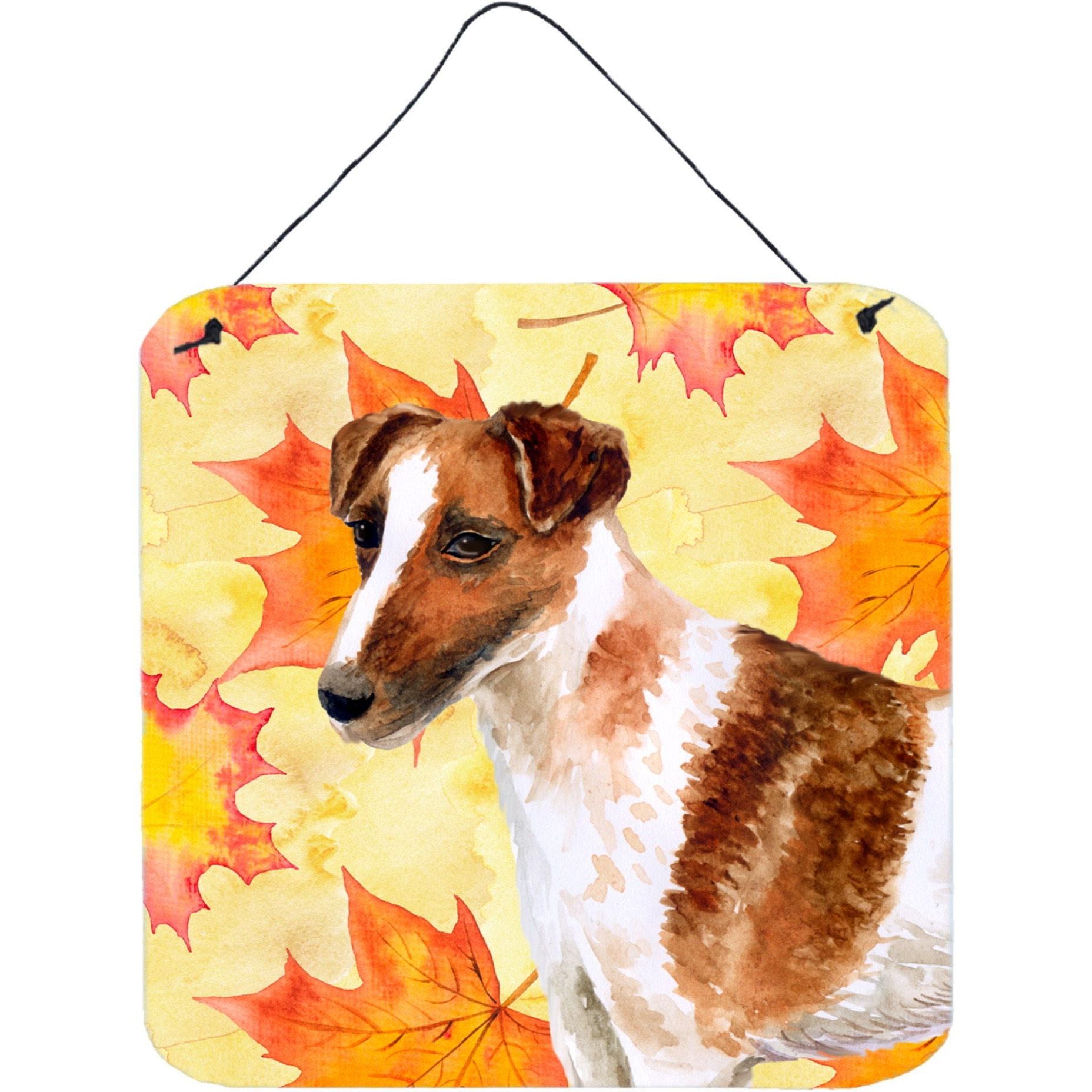 &quotCaroline's Treasures Smooth Fox Terrier Metal Print, 6h x 6w, Fall Leaves"