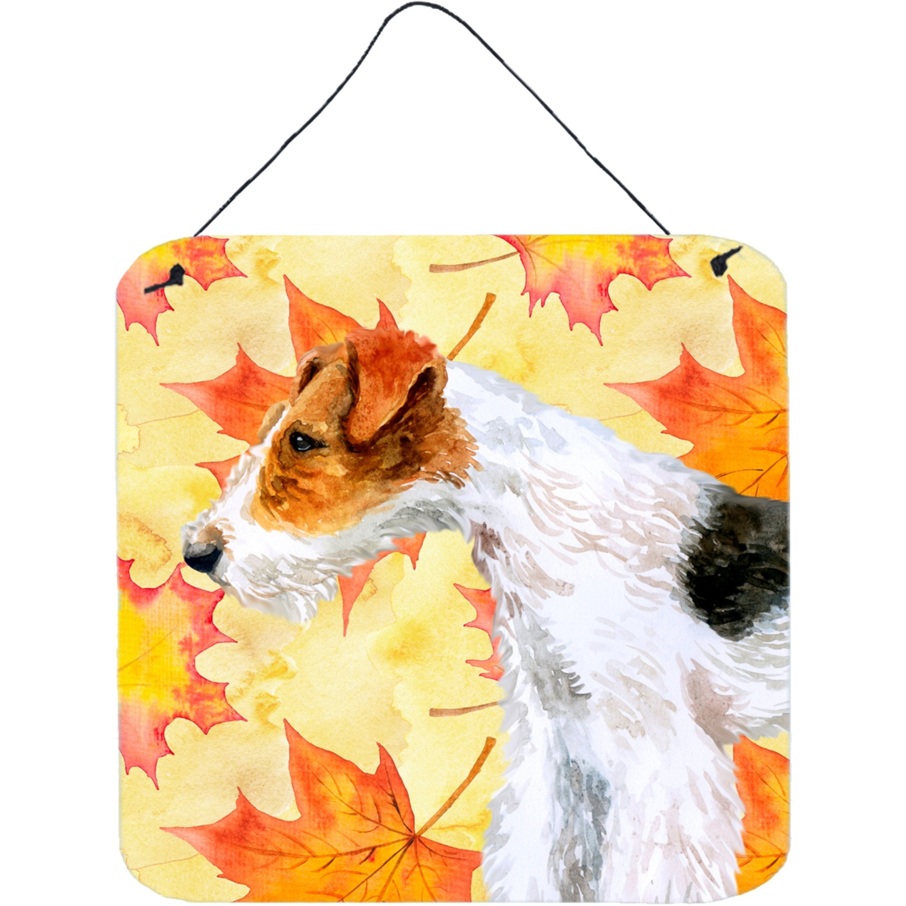 &quotCaroline's Treasures Fox Terrier Metal Print, 6h x 6w, Fall Leaves"