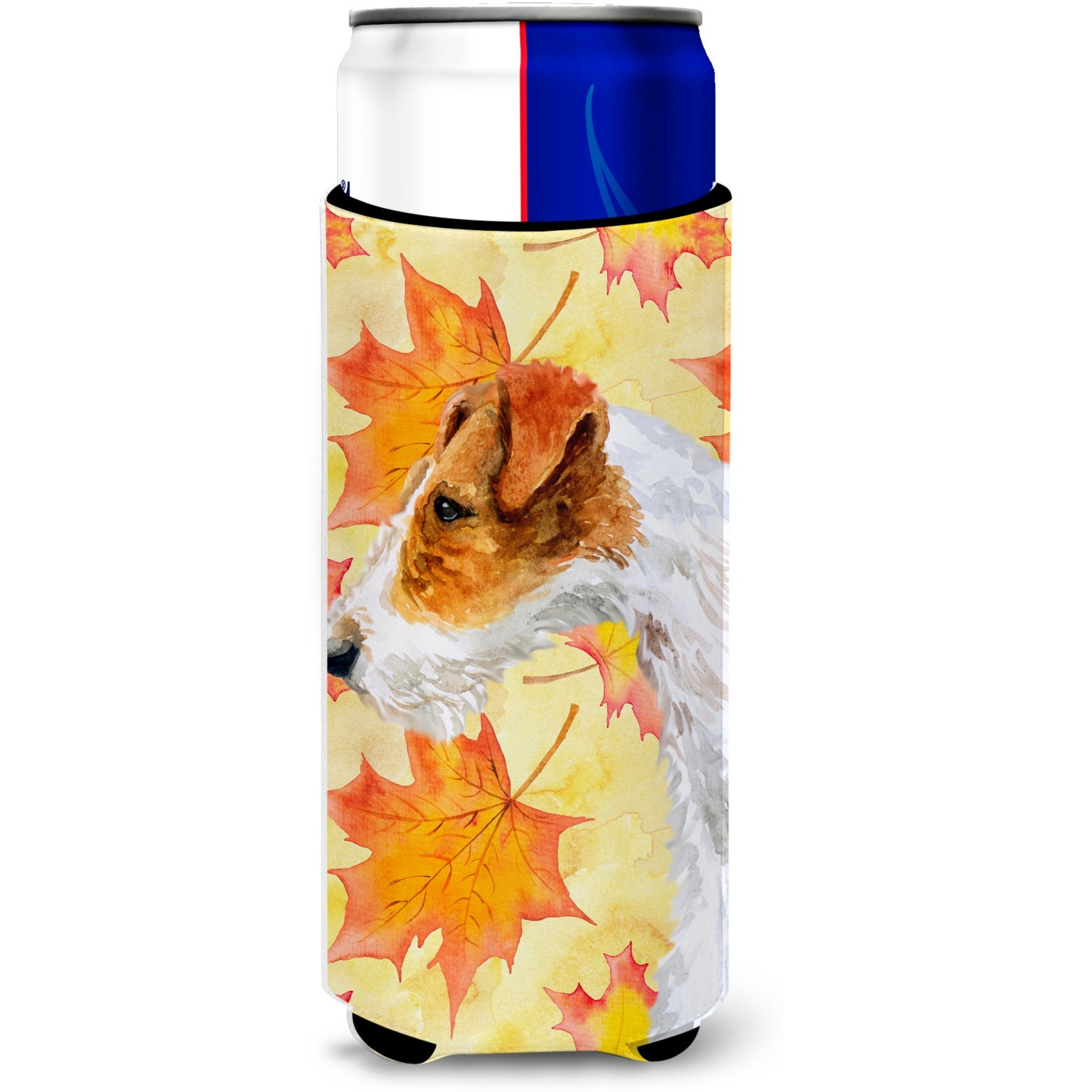 &quotCaroline's Treasures Fox Terrier Fall Decorative Can Hugger, Slim, Multicolor"