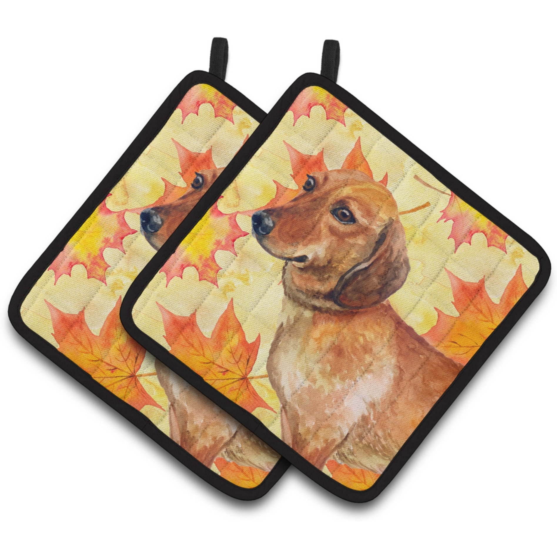 &quotCaroline's Treasures Dachshund Decorated pot holder, 7.5H x 7.5W, Fall Leaves"