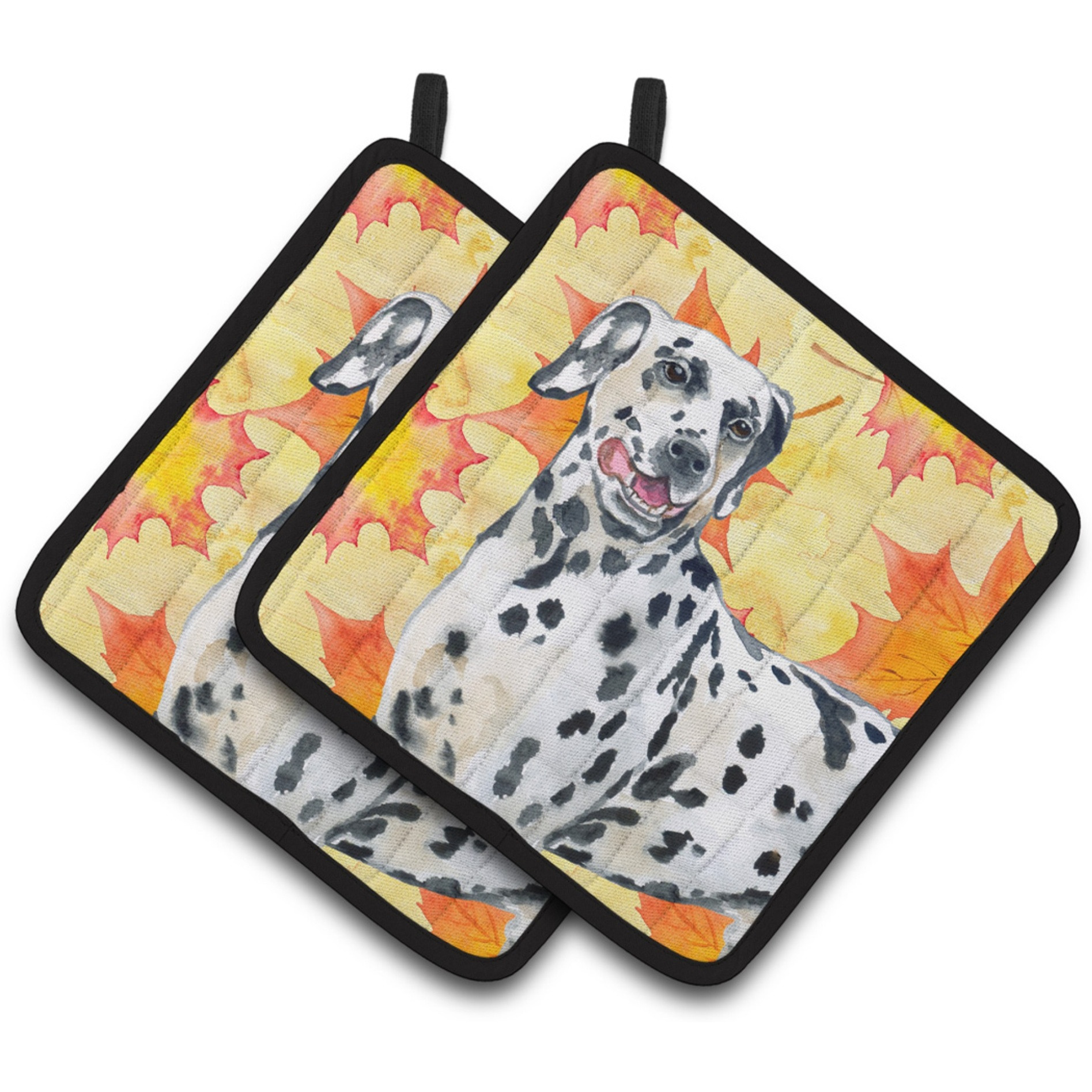 &quotCaroline's Treasures Dalmatian Decorated pot holder, 7.5H x 7.5W, Fall Leaves"