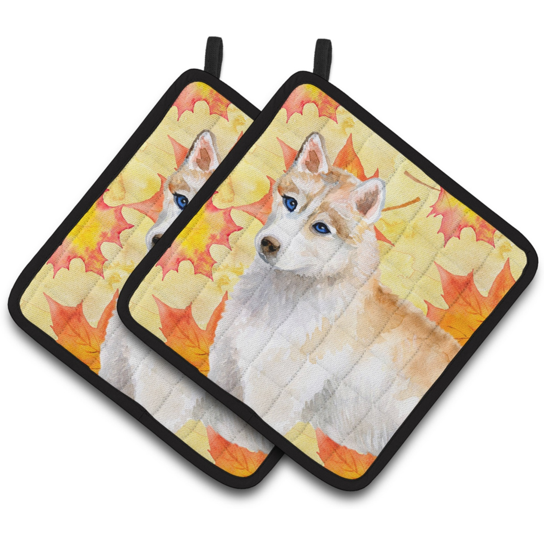&quotCaroline's Treasures Siberian Husky Decorated pot holder, 7.5H x 7.5W, Fall Leaves"