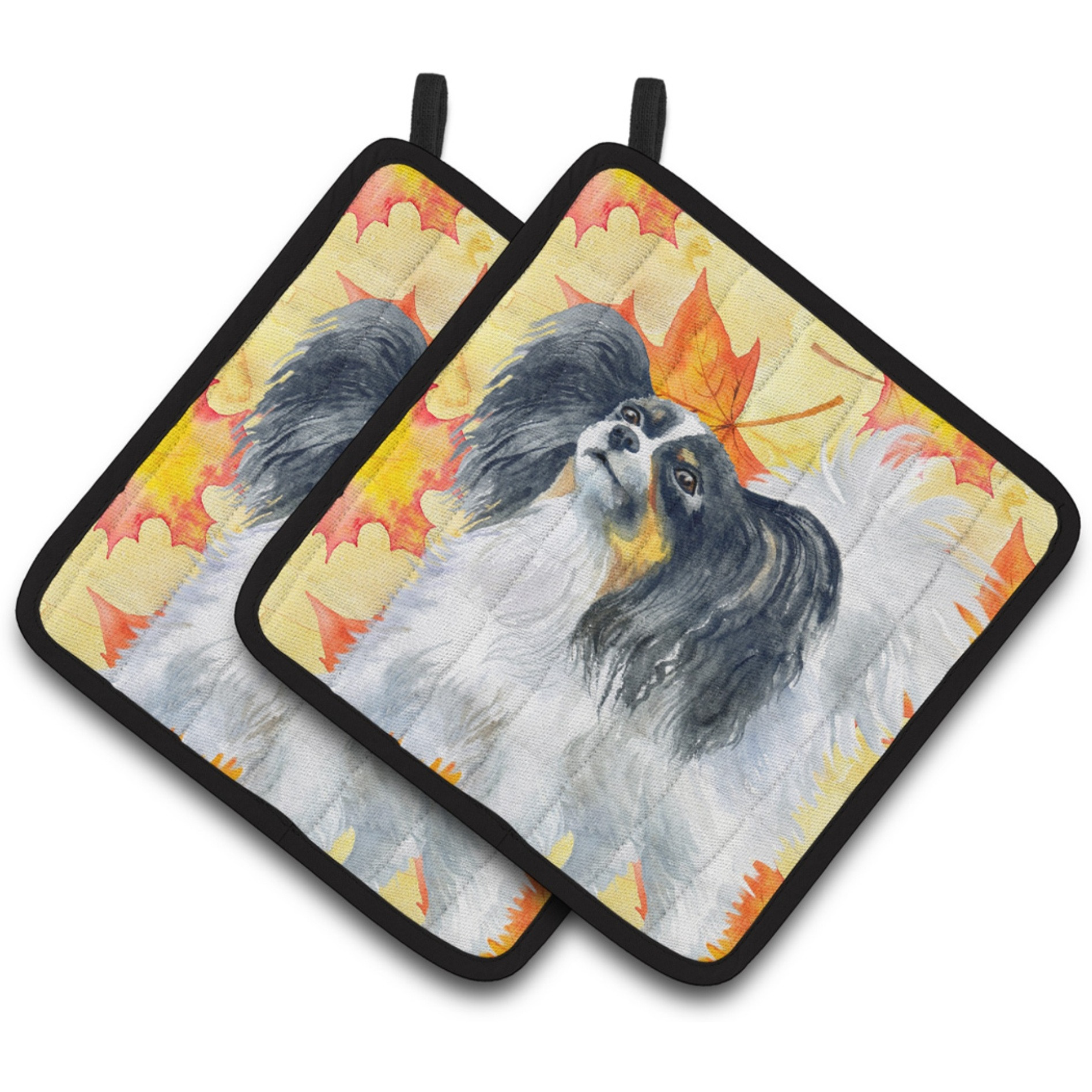 &quotCaroline's Treasures Papillon Decorated pot holder, 7.5H x 7.5W, Fall Leaves"