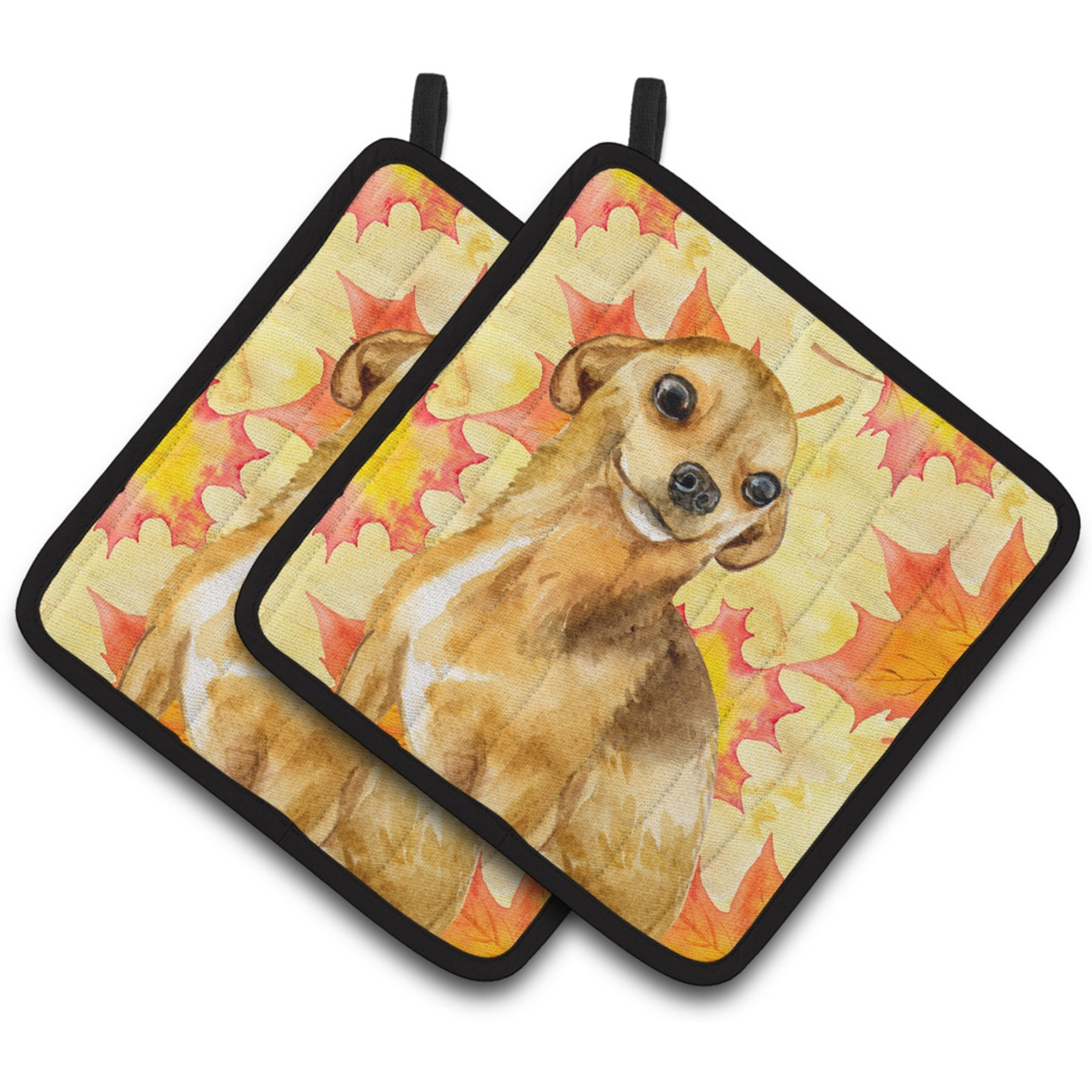 &quotCaroline's Treasures Chihuahua Decorated pot holder, 7.5H x 7.5W, Fall Leaves"