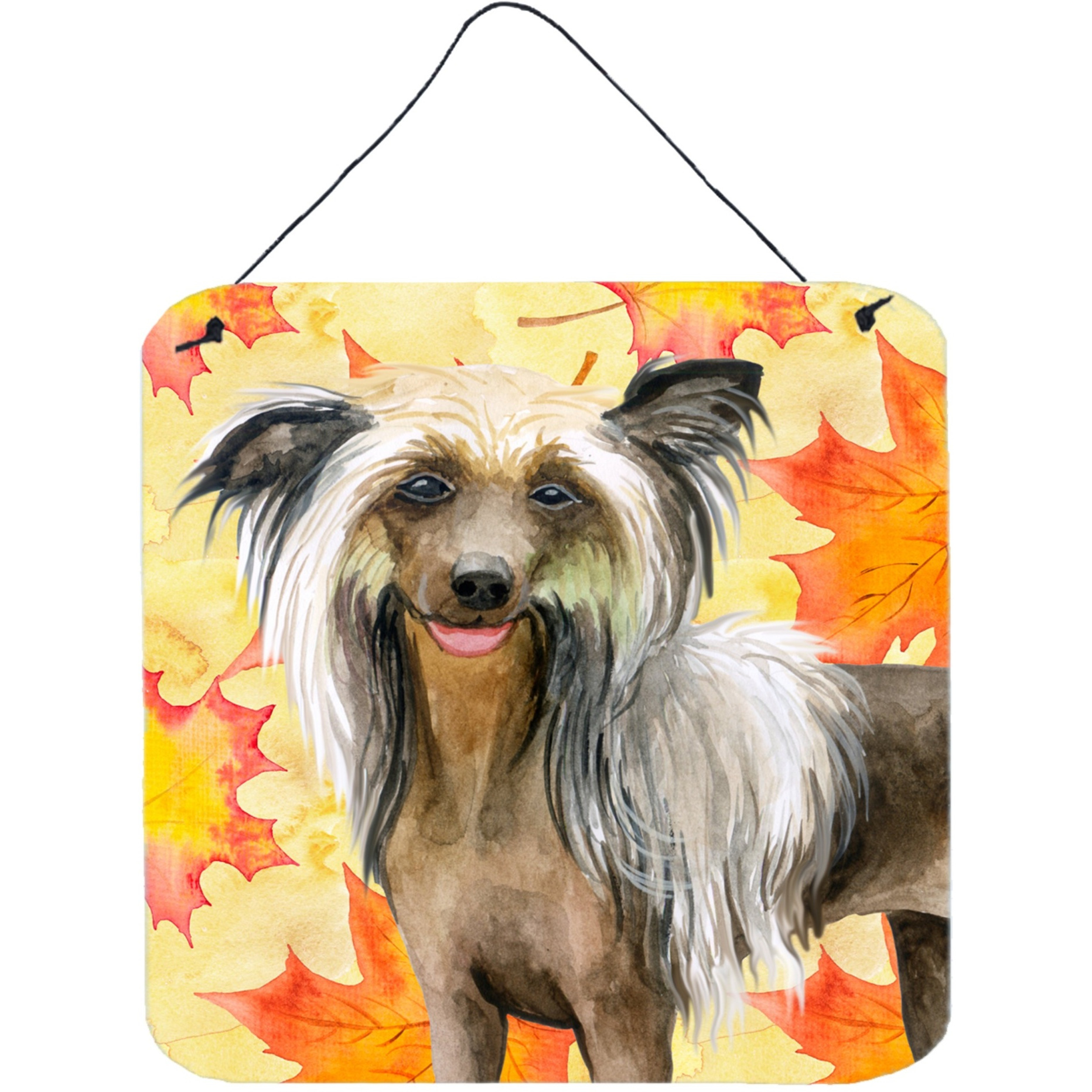 &quotCaroline's Treasures Chinese Crested Metal Print, 6h x 6w, Fall Leaves"