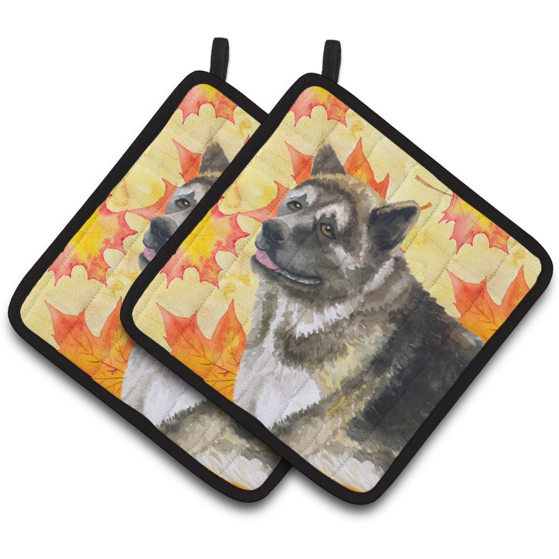 &quotCaroline's Treasures American Akita Decorated pot holder, 7.5H x 7.5W, Fall Leaves"