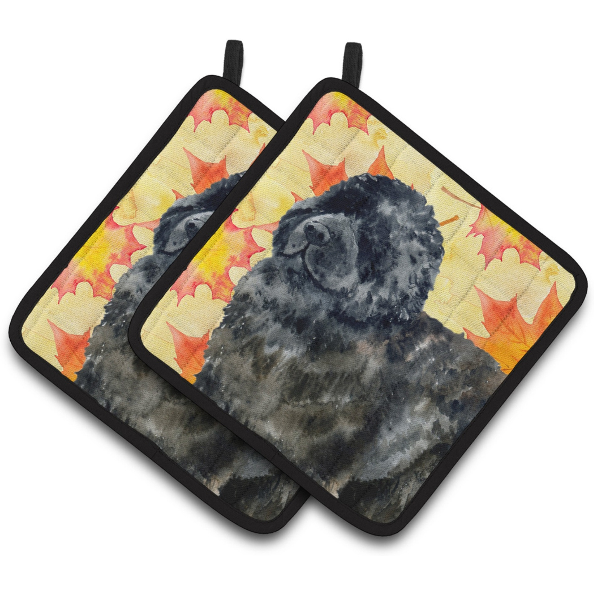 &quotCaroline's Treasures Newfoundland Decorated pot holder, 7.5H x 7.5W, Fall Leaves"