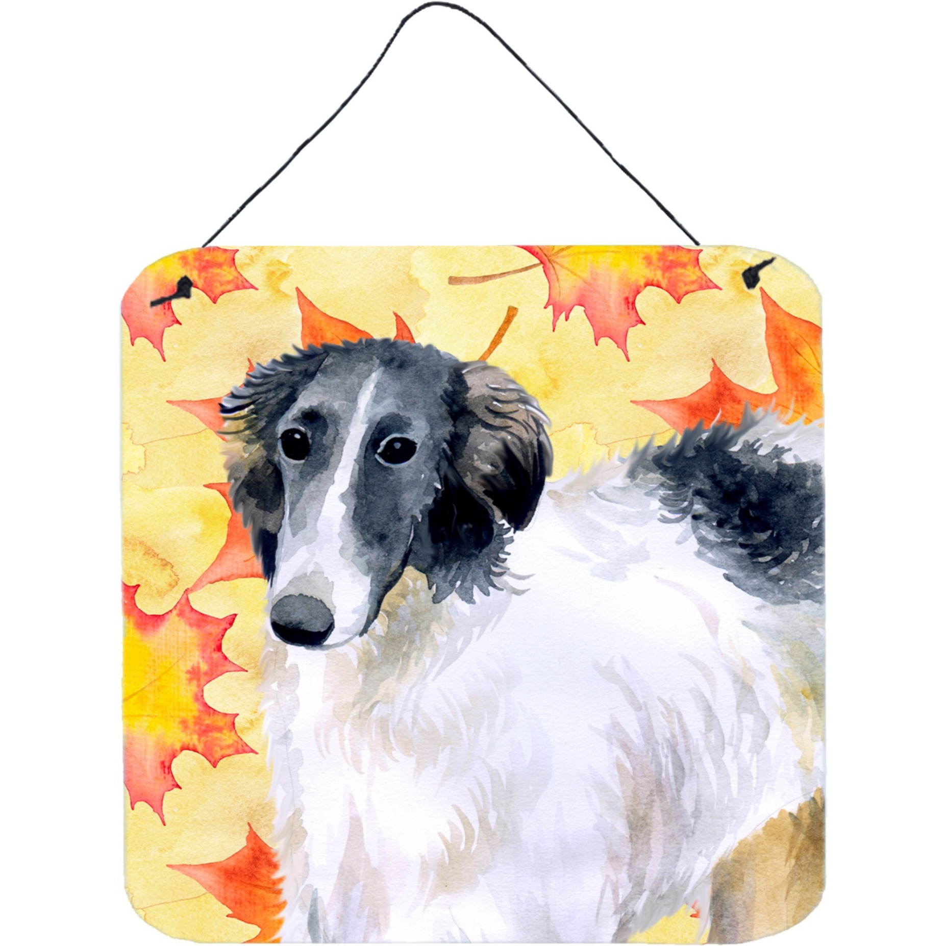 &quotCaroline's Treasures Borzoi Metal Print, 6h x 6w, Fall Leaves"