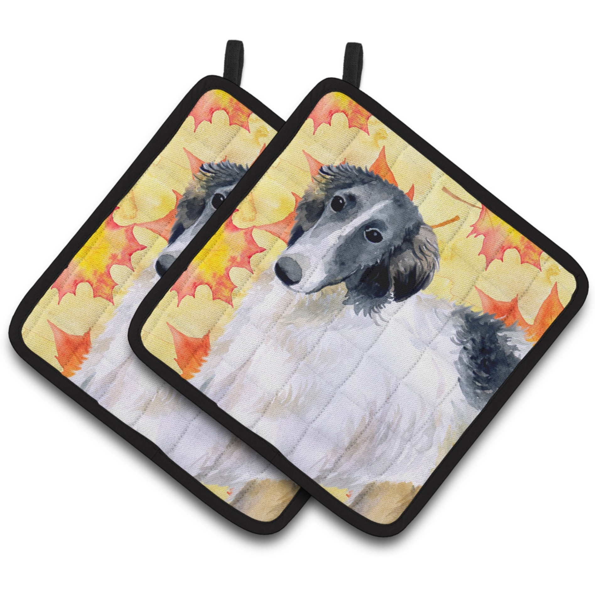 &quotCaroline's Treasures Borzoi Decorated pot holder, 7.5H x 7.5W, Fall Leaves"