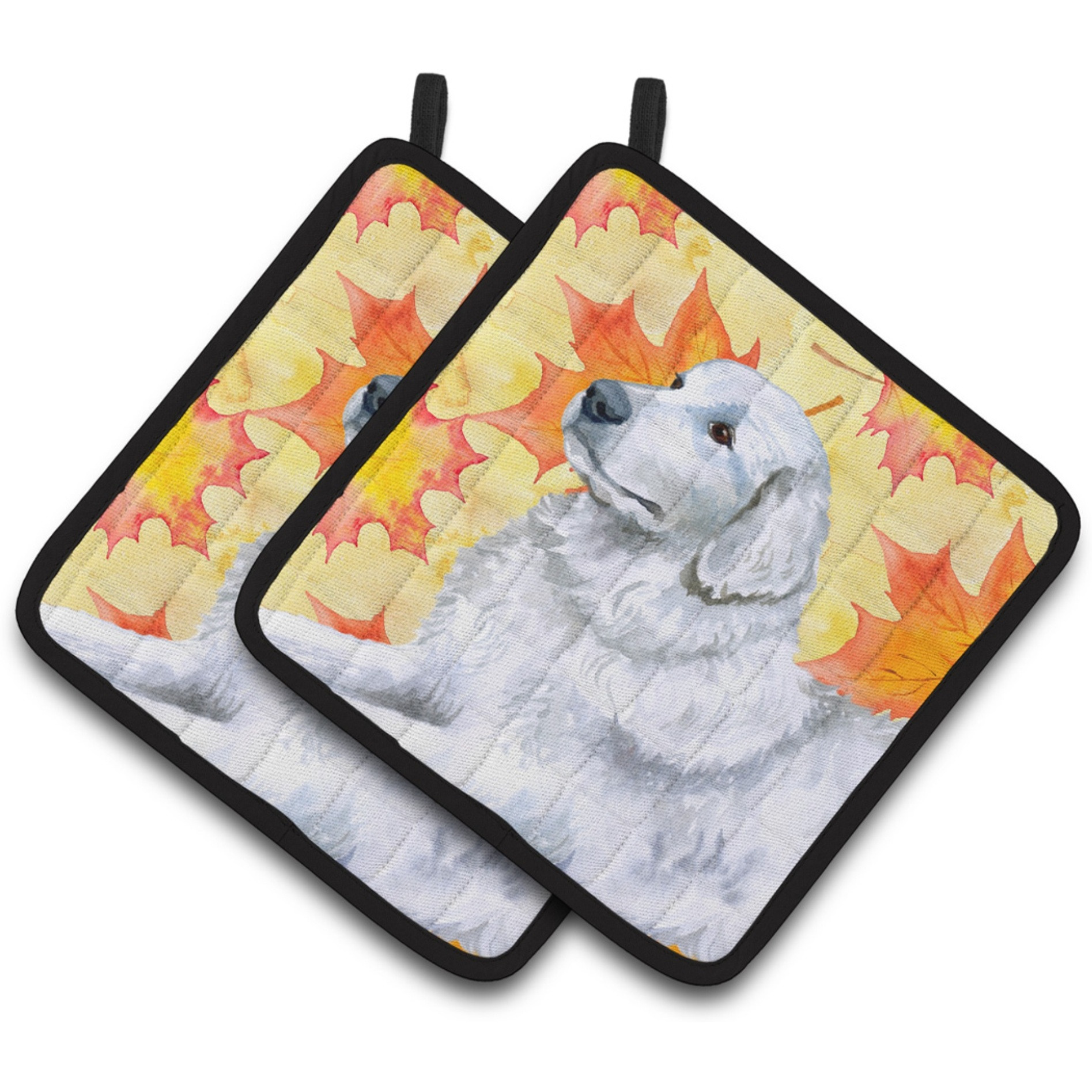 &quotCaroline's Treasures Maremma Sheepdog Decorated pot holder, 7.5H x 7.5W, Fall Leaves"