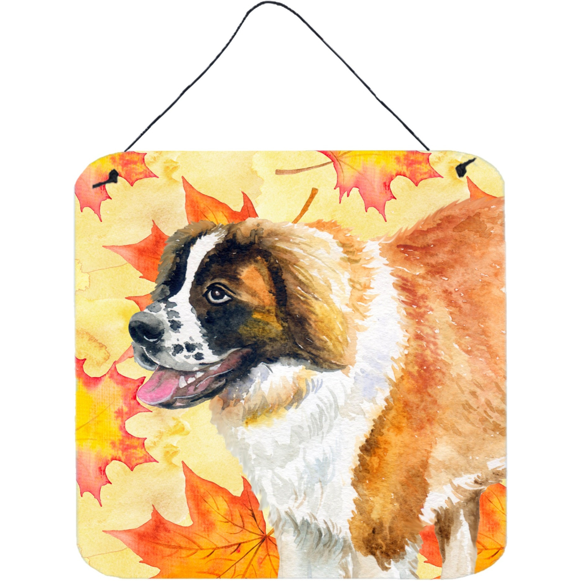 &quotCaroline's Treasures Saint Bernard Metal Print, 6h x 6w, Fall Leaves"