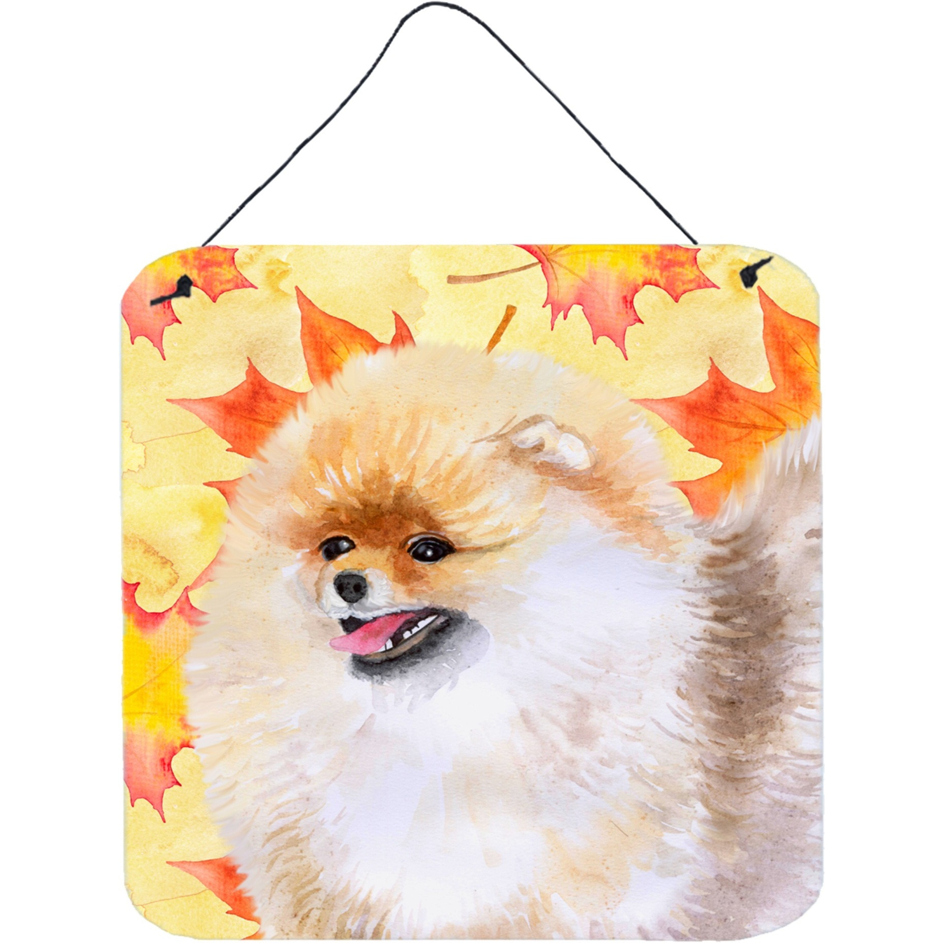 &quotCaroline's Treasures Pomeranian Metal Print, 6h x 6w, Fall Leaves"