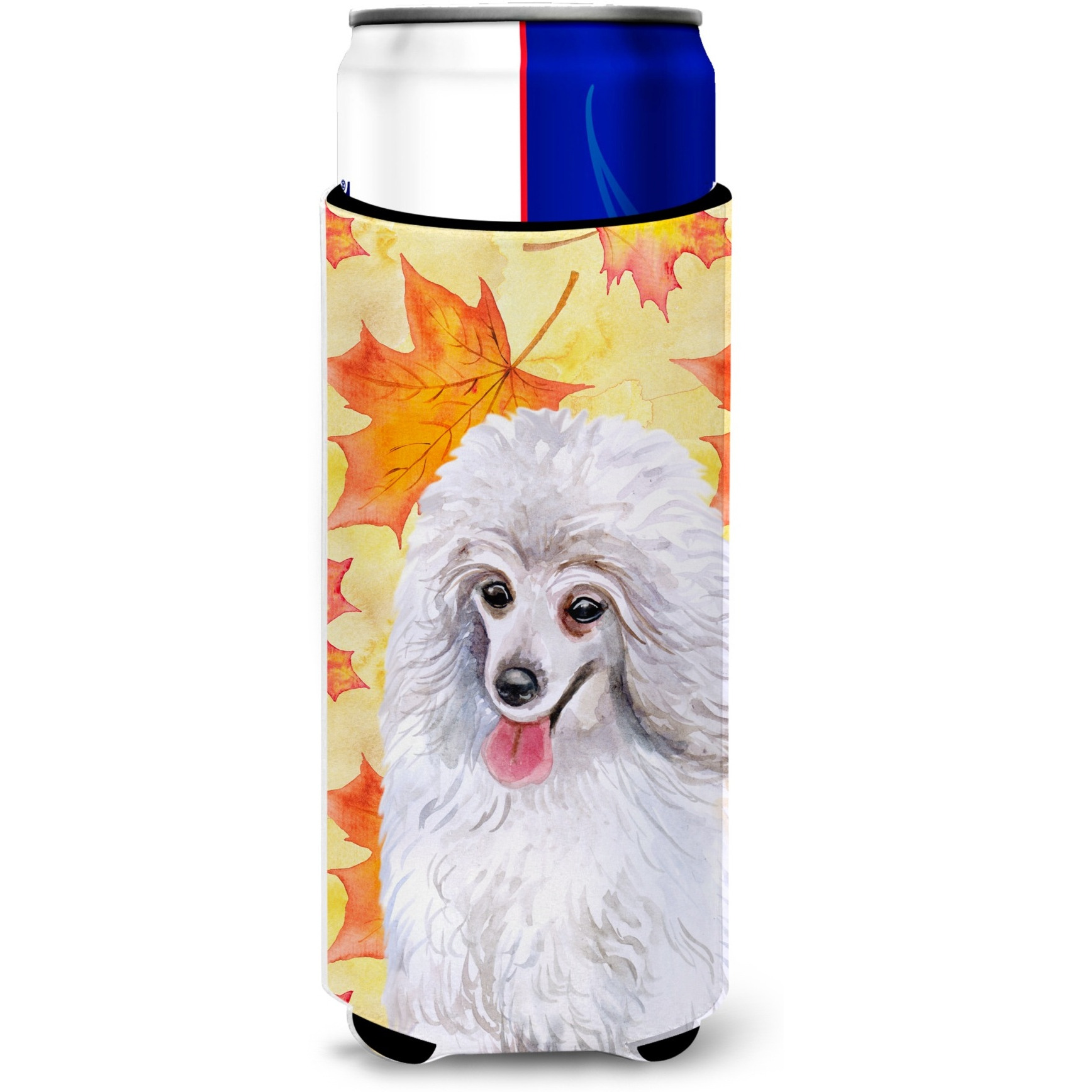 &quotCaroline's Treasures Medium White Poodle Fall Decorative Can Hugger, Slim, Multicolor"