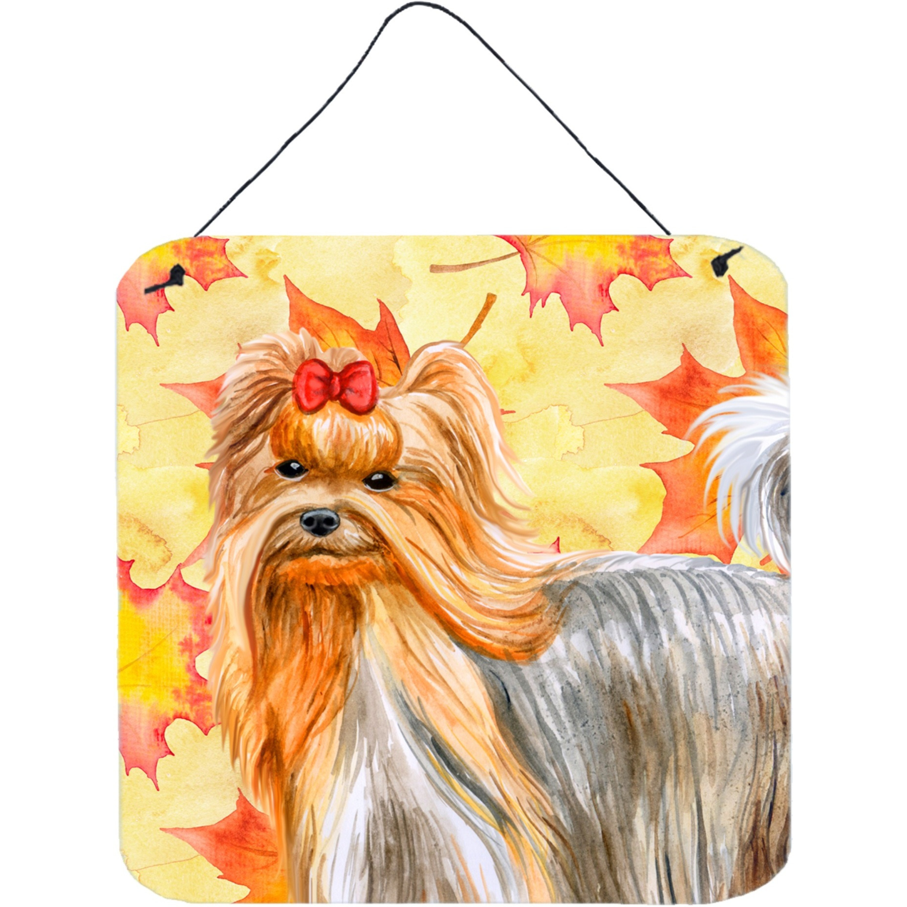 &quotCaroline's Treasures Yorkshire Terrier Metal Print, 6h x 6w, Fall Leaves"