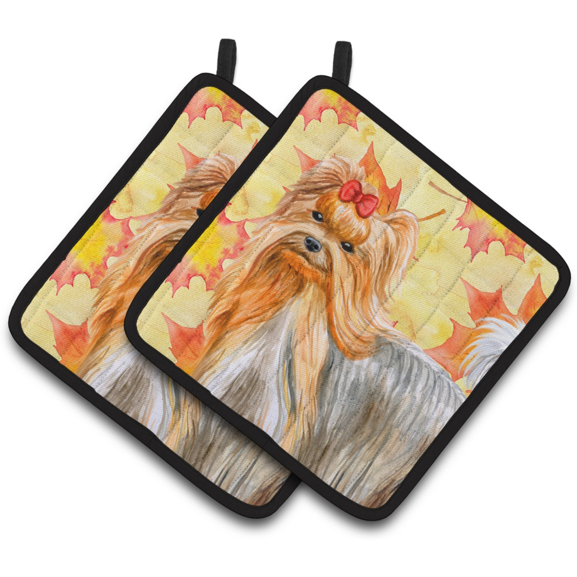&quotCaroline's Treasures Yorkshire Terrier Decorated pot holder, 7.5H x 7.5W, Fall Leaves"