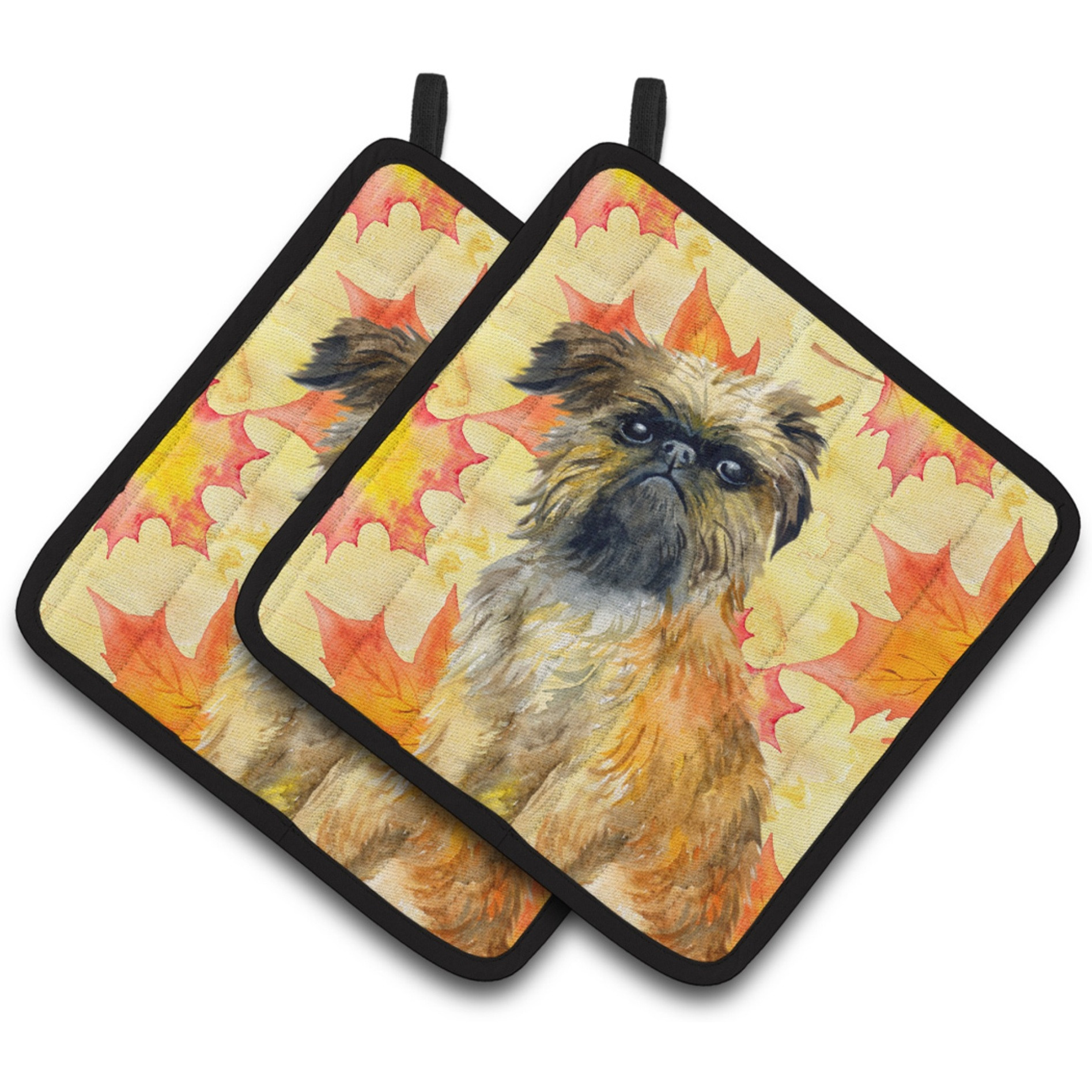 &quotCaroline's Treasures Brussels Griffon Decorated pot holder, 7.5H x 7.5W, Fall Leaves"
