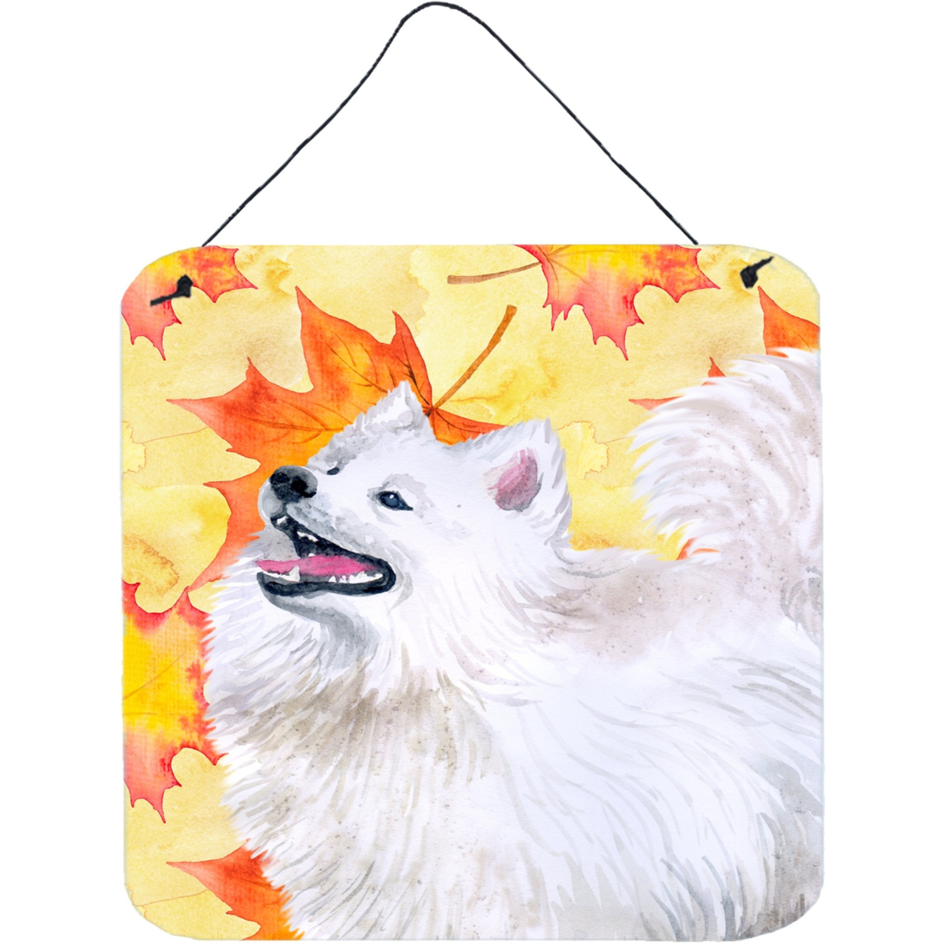 &quotCaroline's Treasures Samoyed Metal Print, 6h x 6w, Fall Leaves"