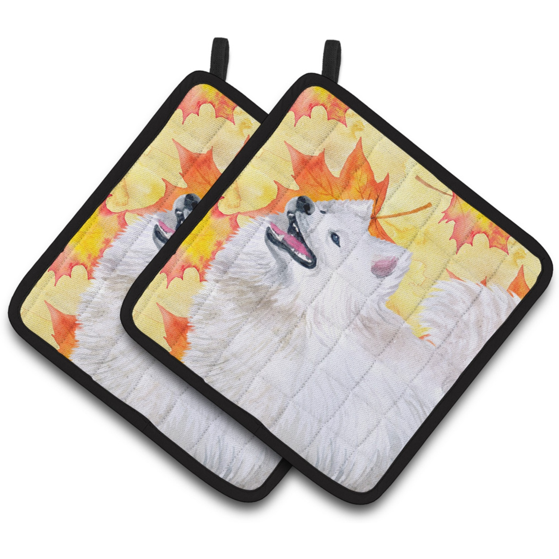 &quotCaroline's Treasures Samoyed Decorated pot holder, 7.5H x 7.5W, Fall Leaves"