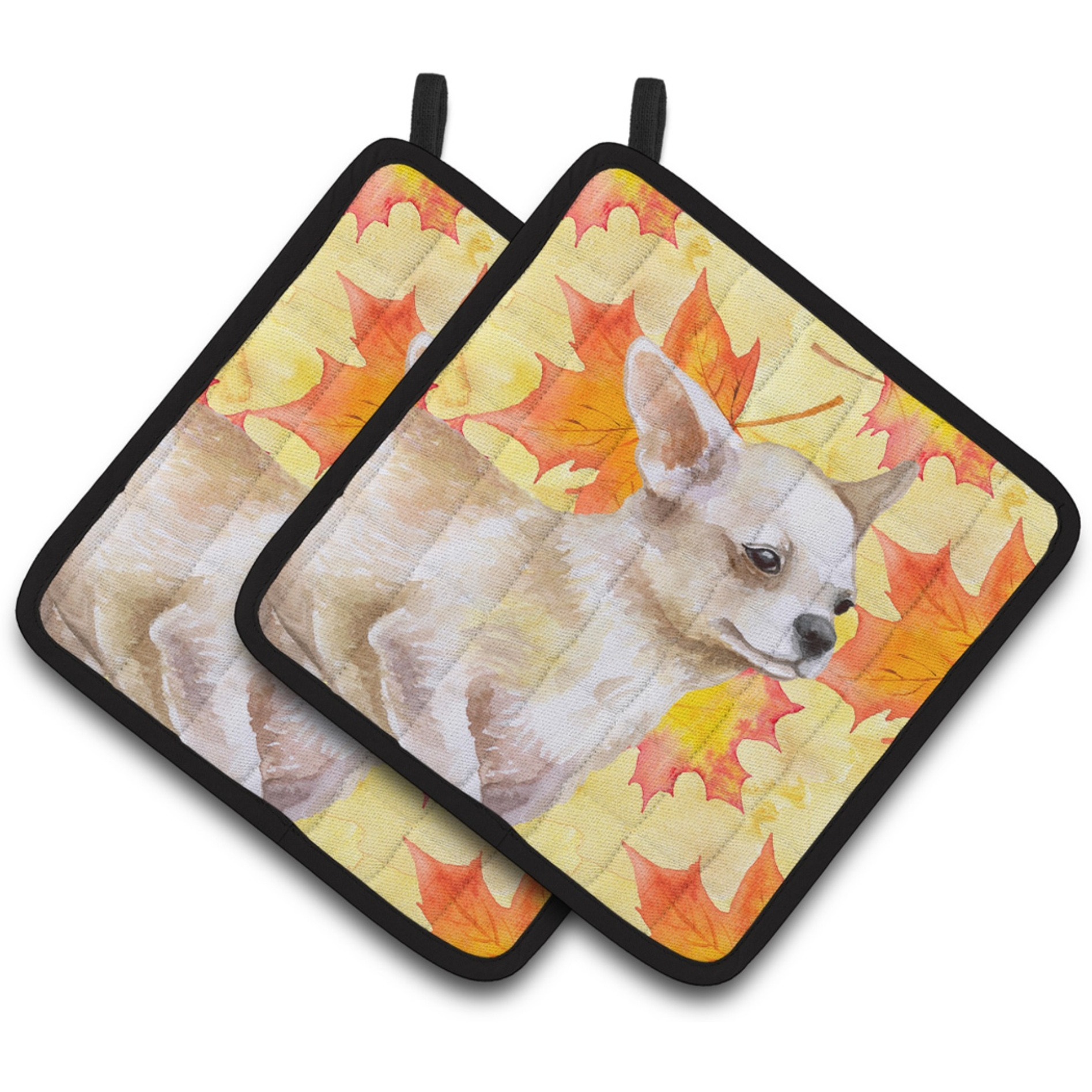 &quotCaroline's Treasures Chihuahua Leg Decorated pot holder, 7.5H x 7.5W, Fall Leaves"